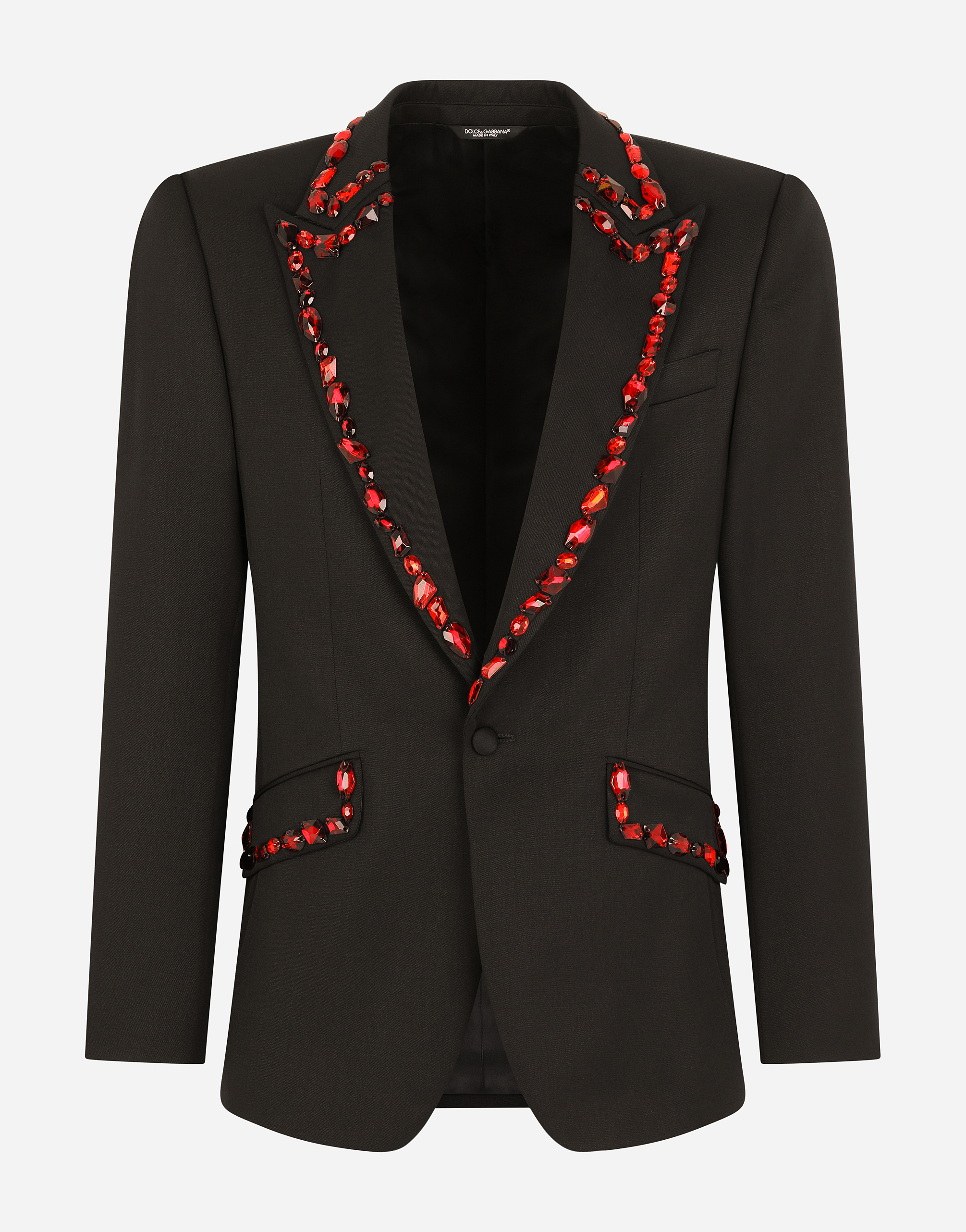 Wool Sicilia-fit suit with rhinestones in Black