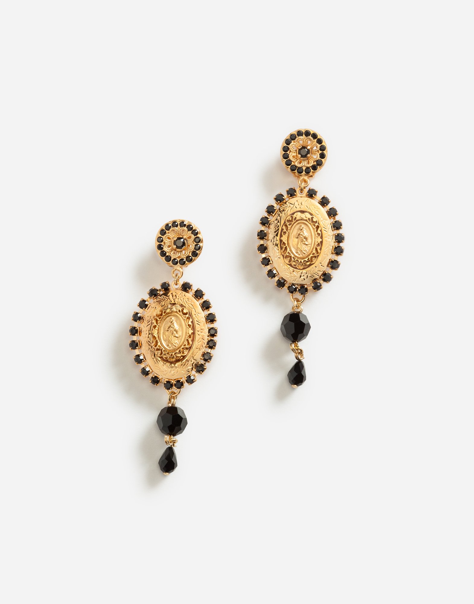 Drop earrings with decorative details in Gold