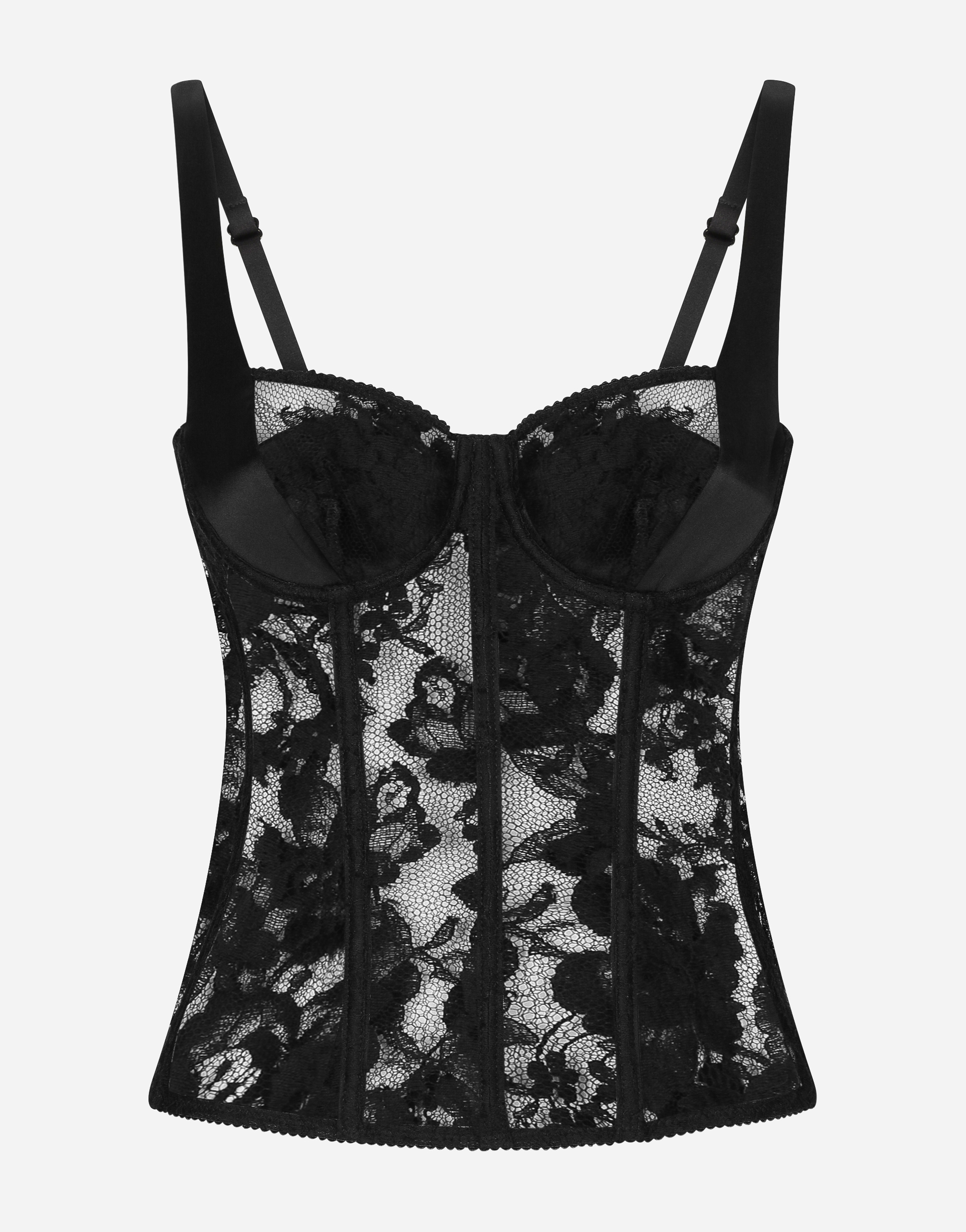 Lace lingerie bustier with straps in Black