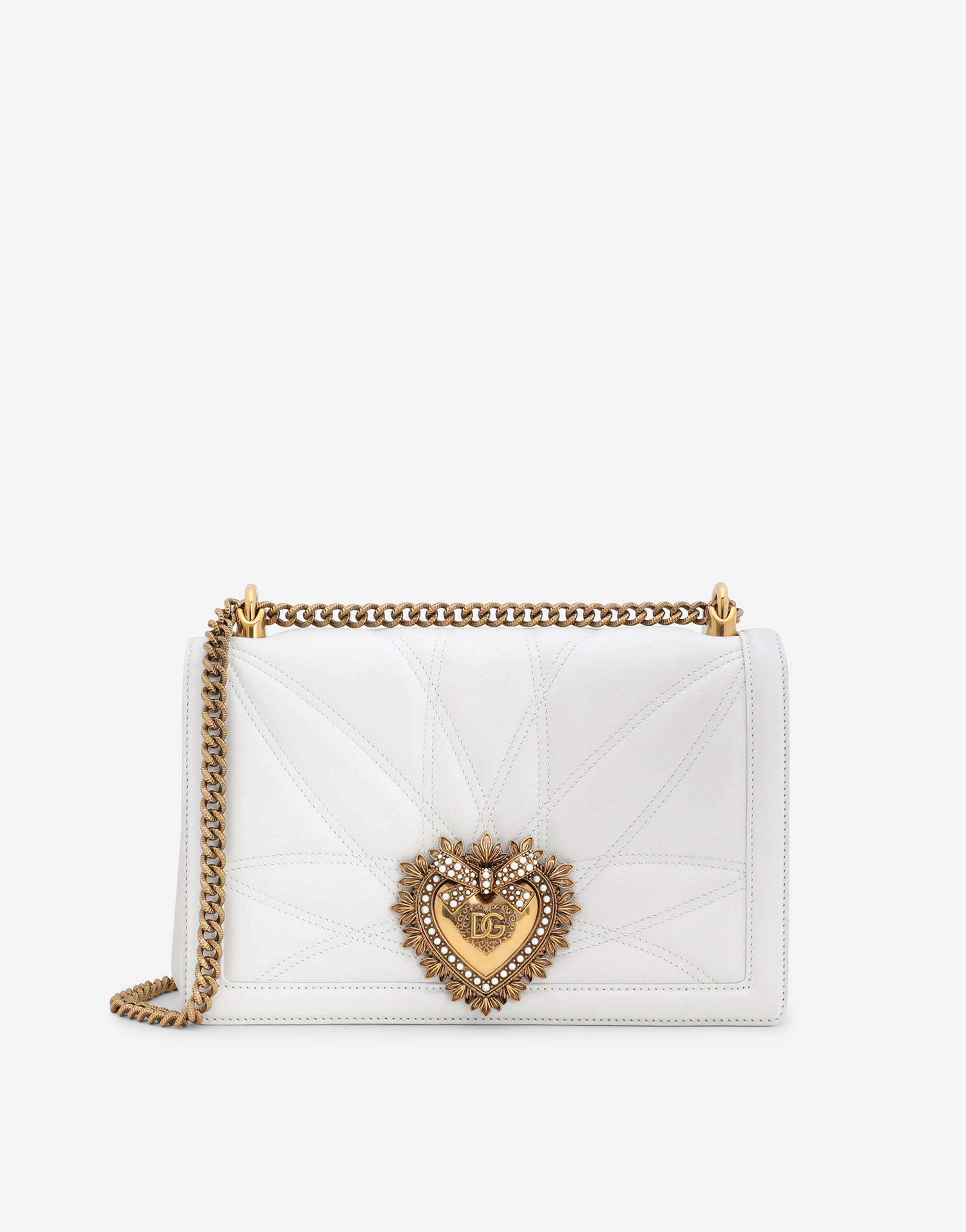 Large Devotion bag in quilted nappa leather in White for Women |  Dolce&Gabbana®