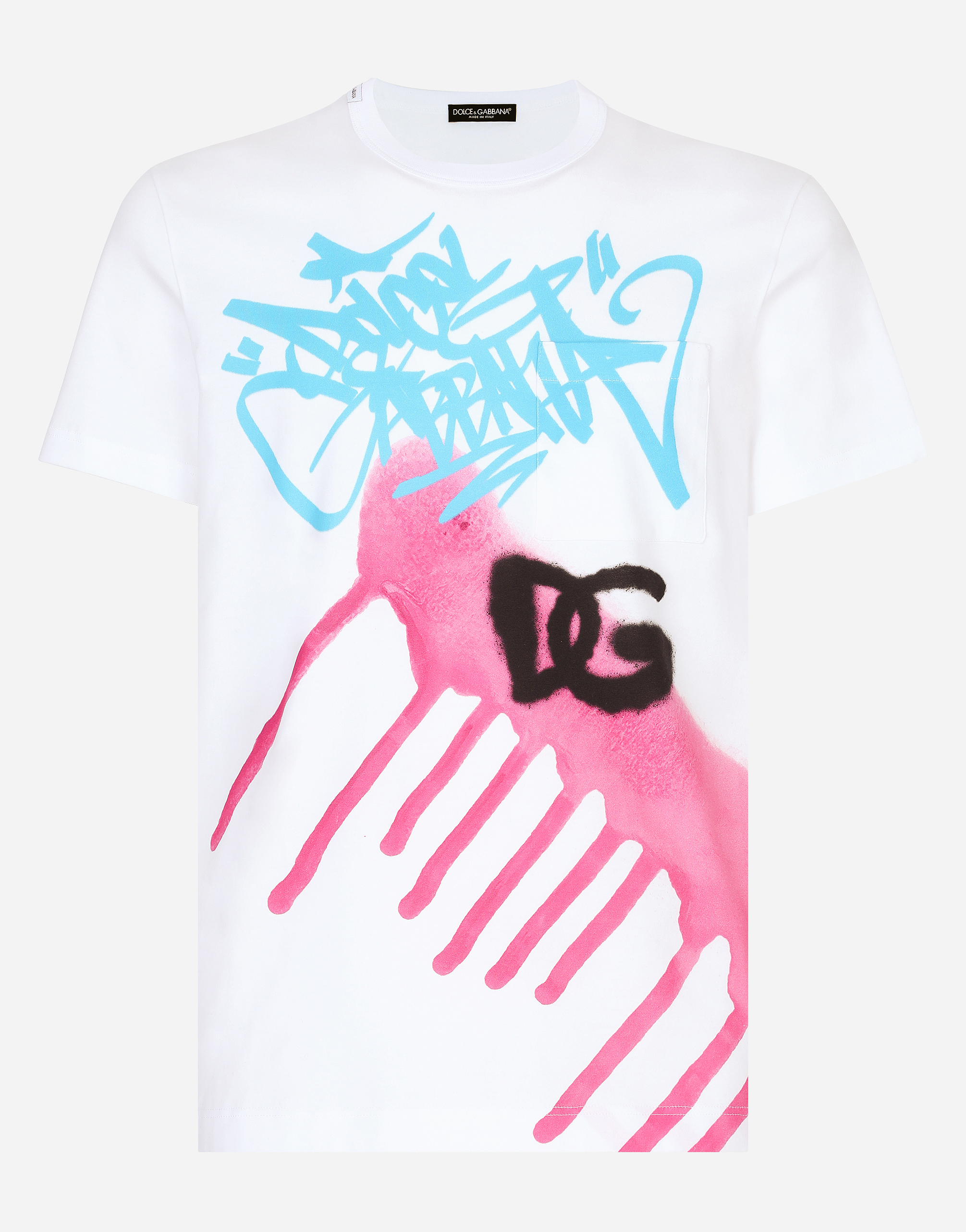 Cotton T-shirt with spray-paint graffiti print in Multicolor