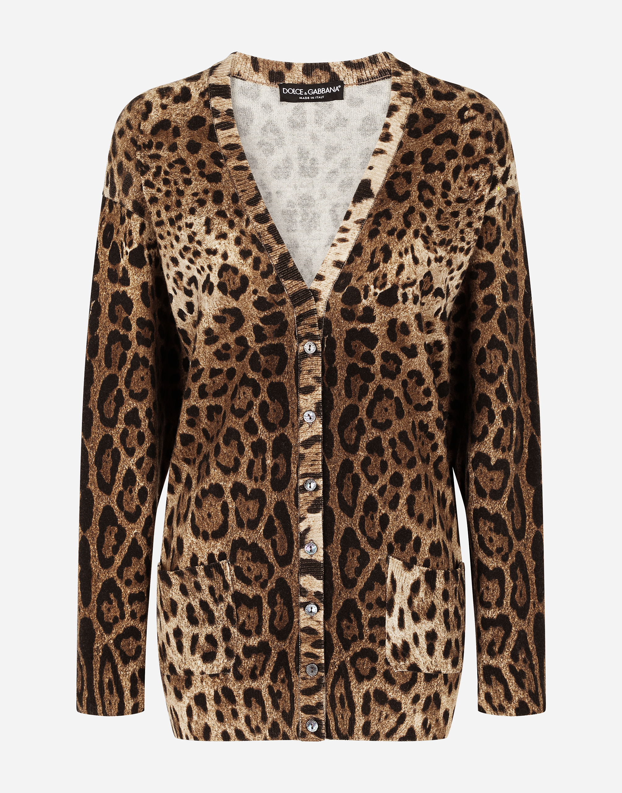 Leopard-print cashmere cardigan in Multicolor