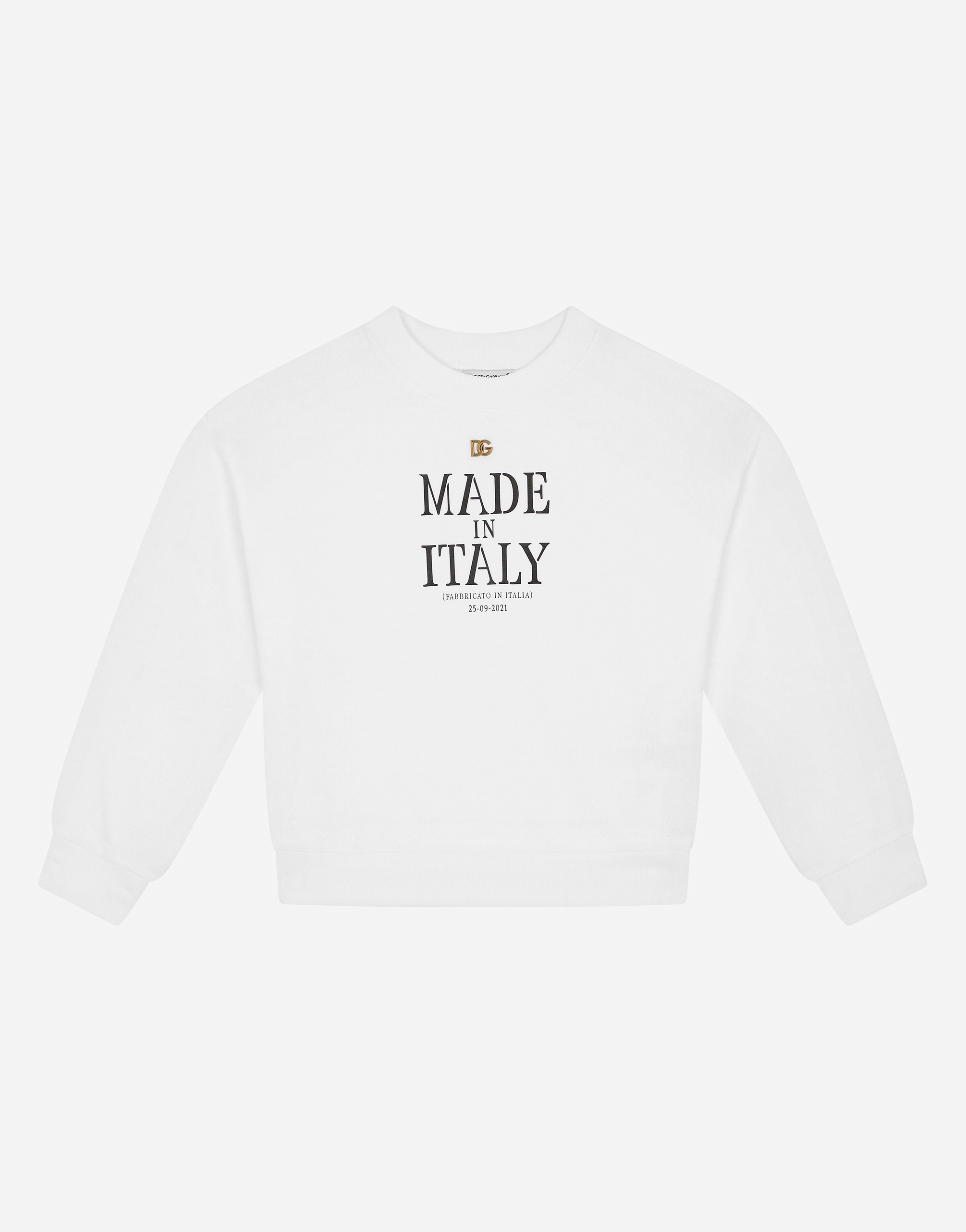 Jersey sweatshirt with Made in Italy print in White