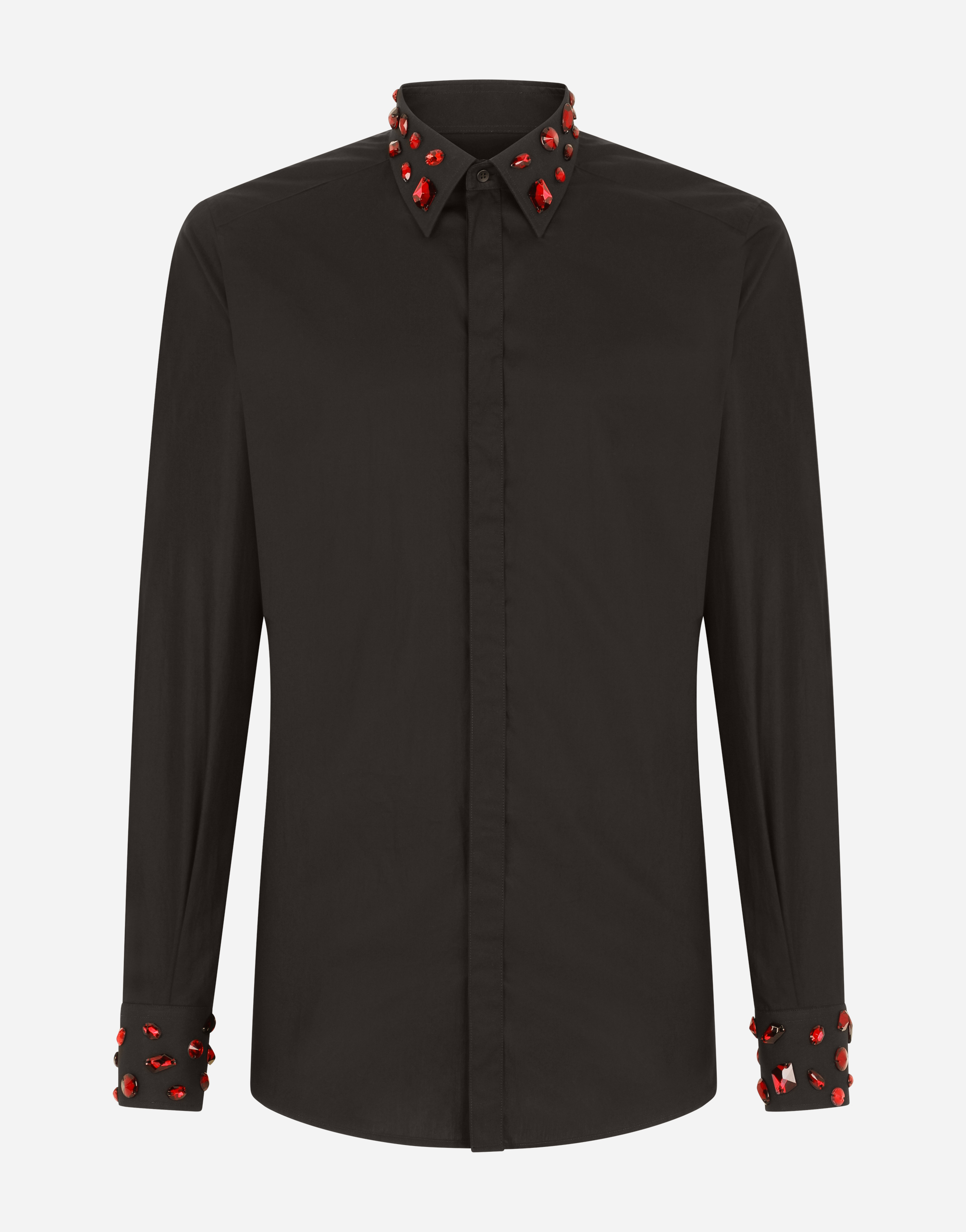 Cotton Gold-fit shirt with rhinestone embellishment in Black