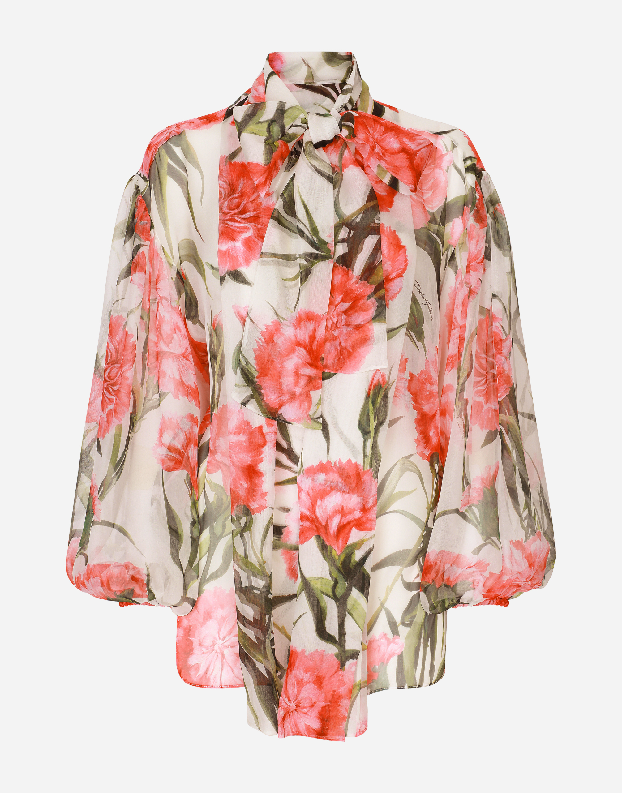 Carnation-print chiffon shirt in Multicolor
