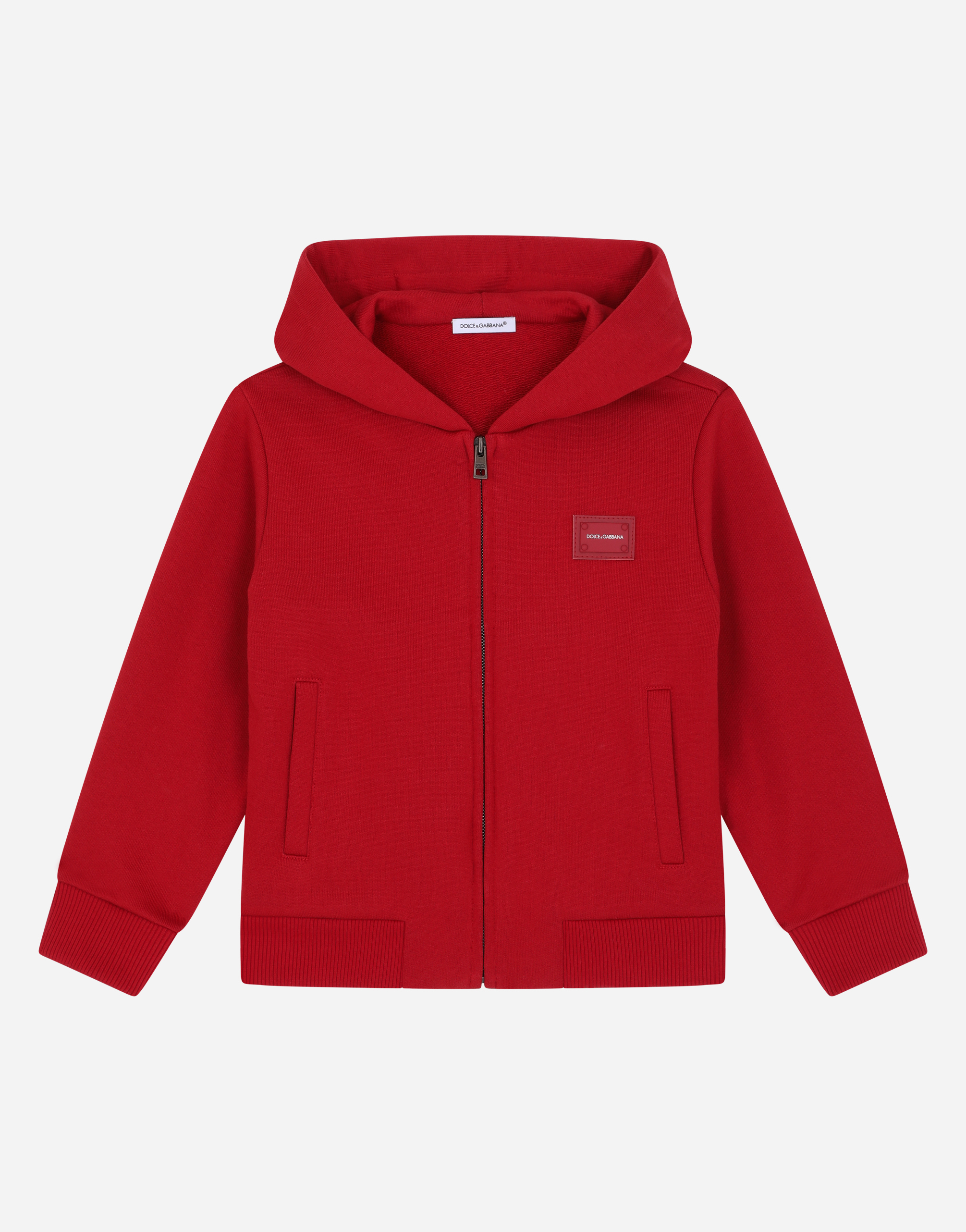 Jersey hoodie with plate in Red