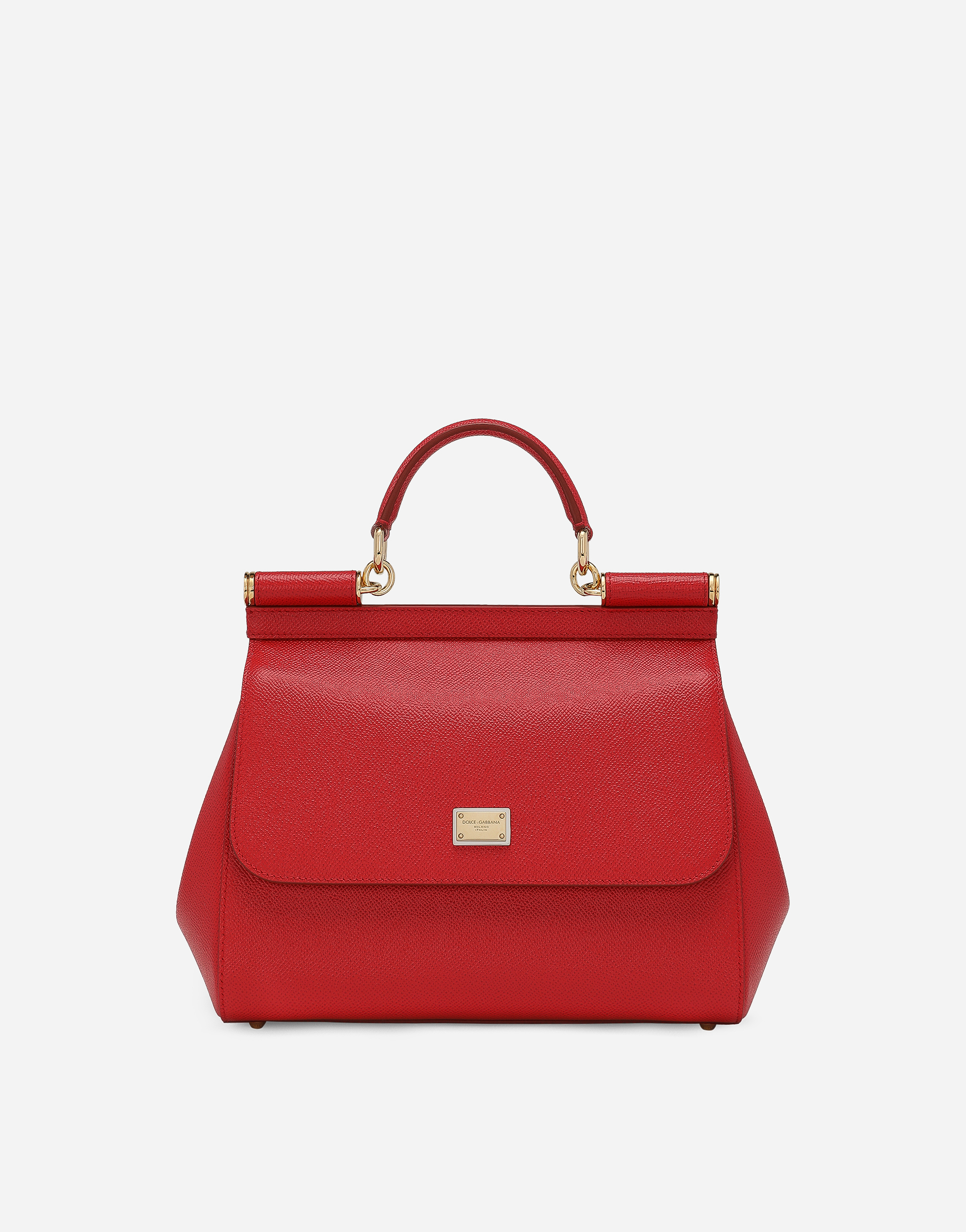 Medium Sicily handbag in dauphine leather in Red