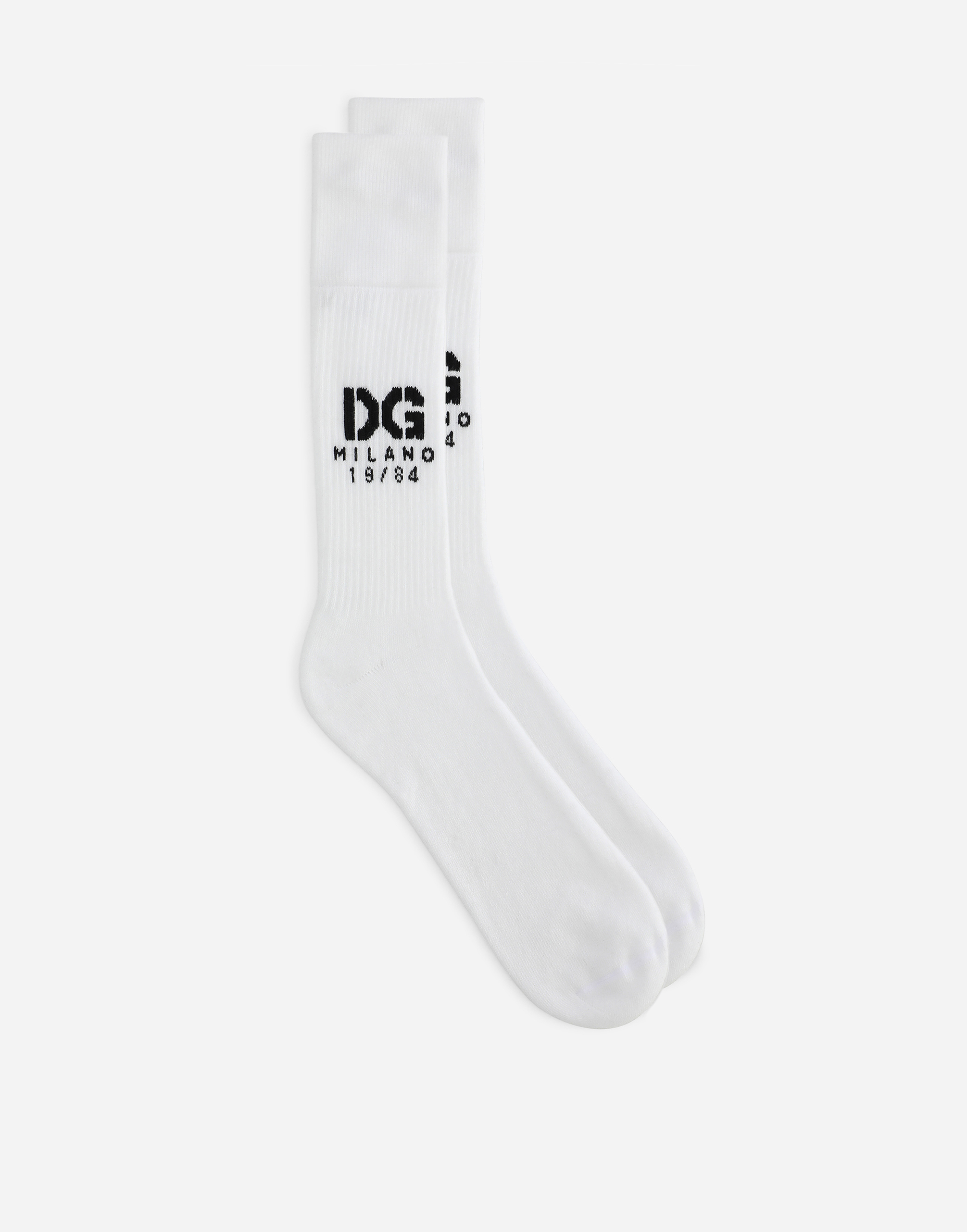 Stretch cotton socks with jacquard DG logo in White