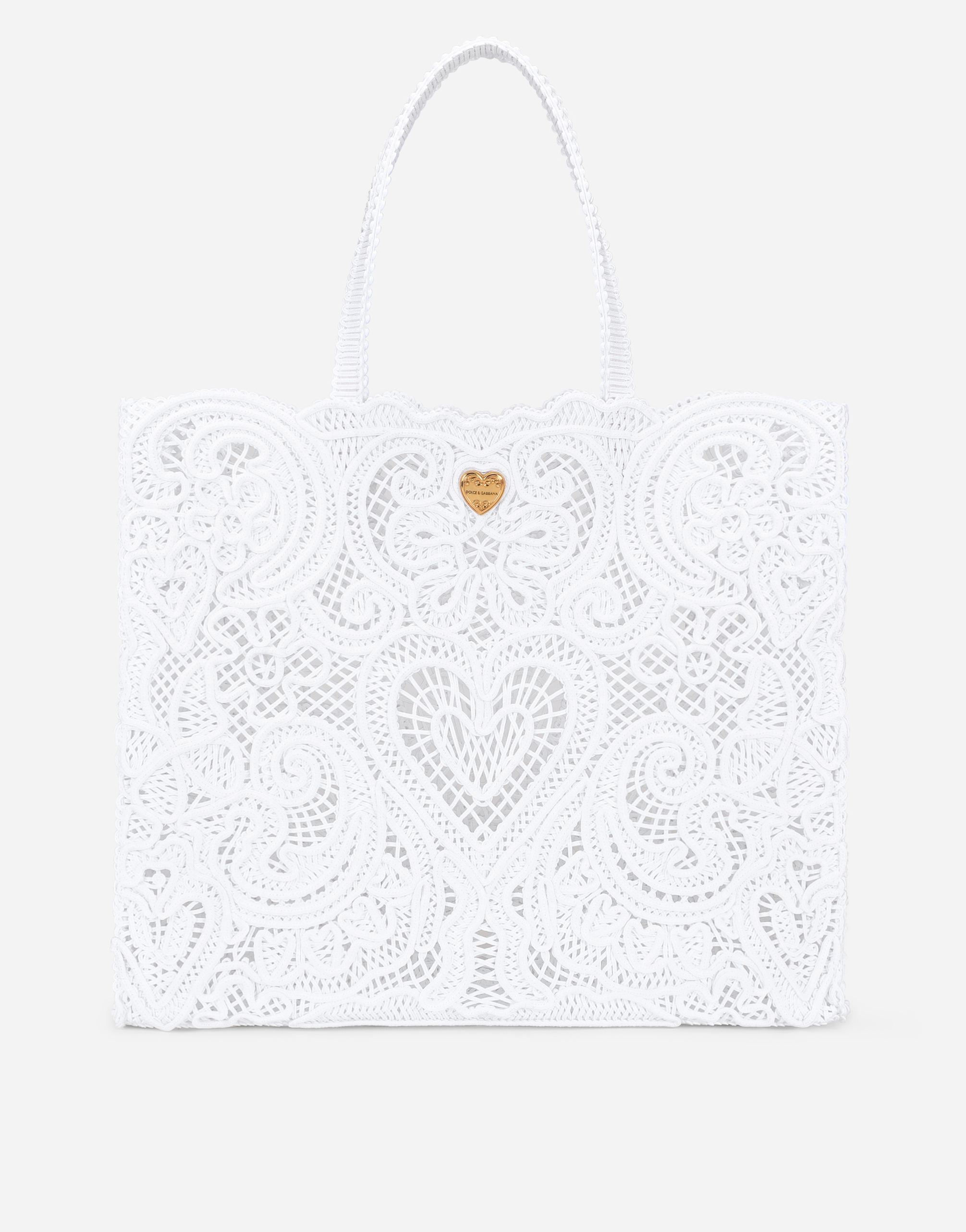 Large cordonetto lace bag in White