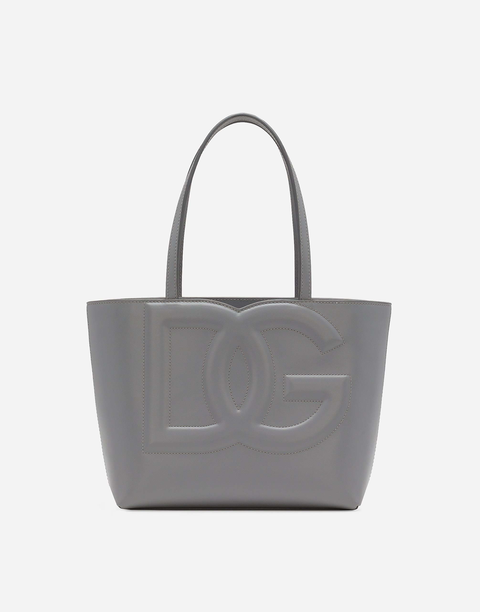 Small calfskin DG Logo Bag shopper in Grey