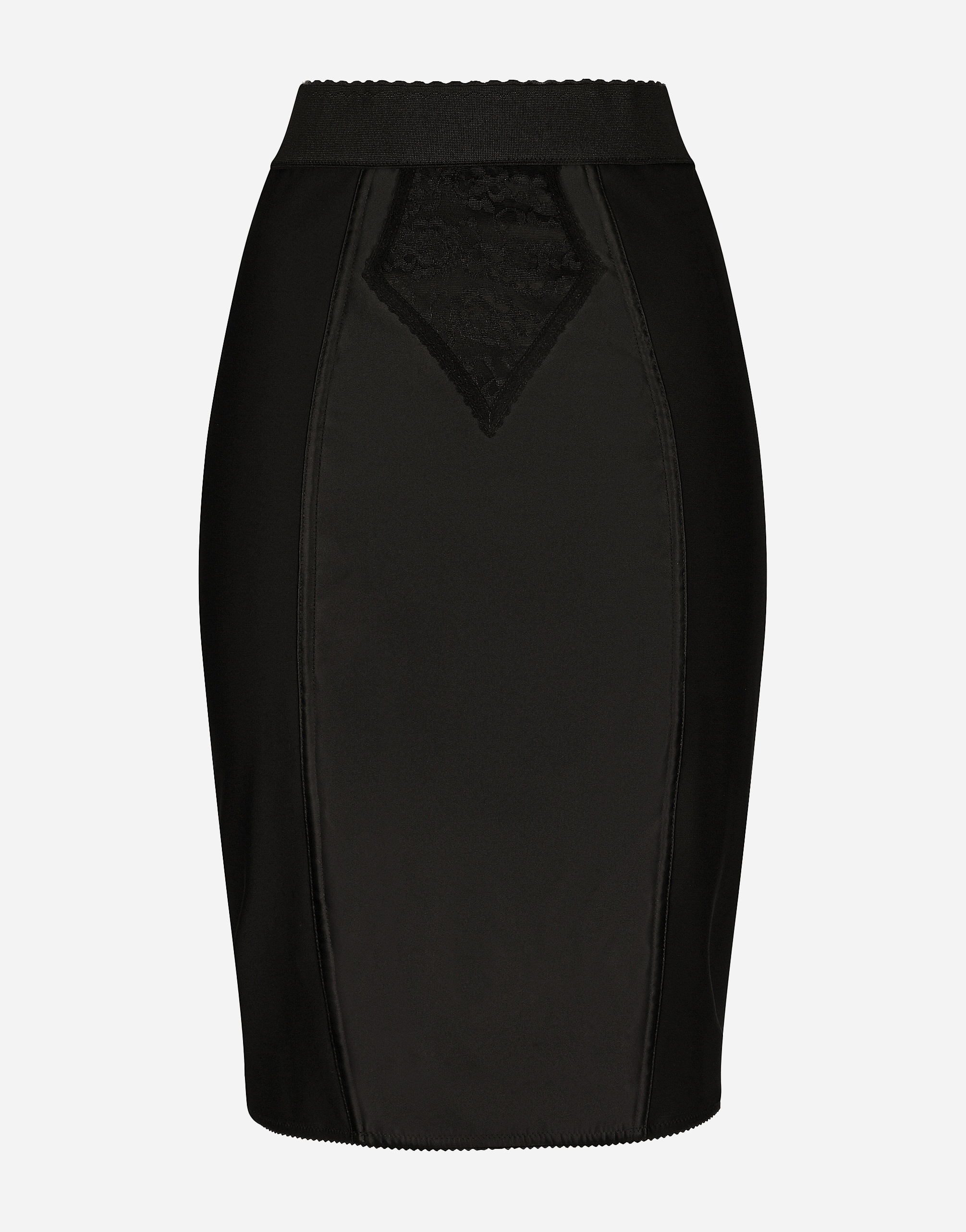 Midi skirt in powernet and satin in Black