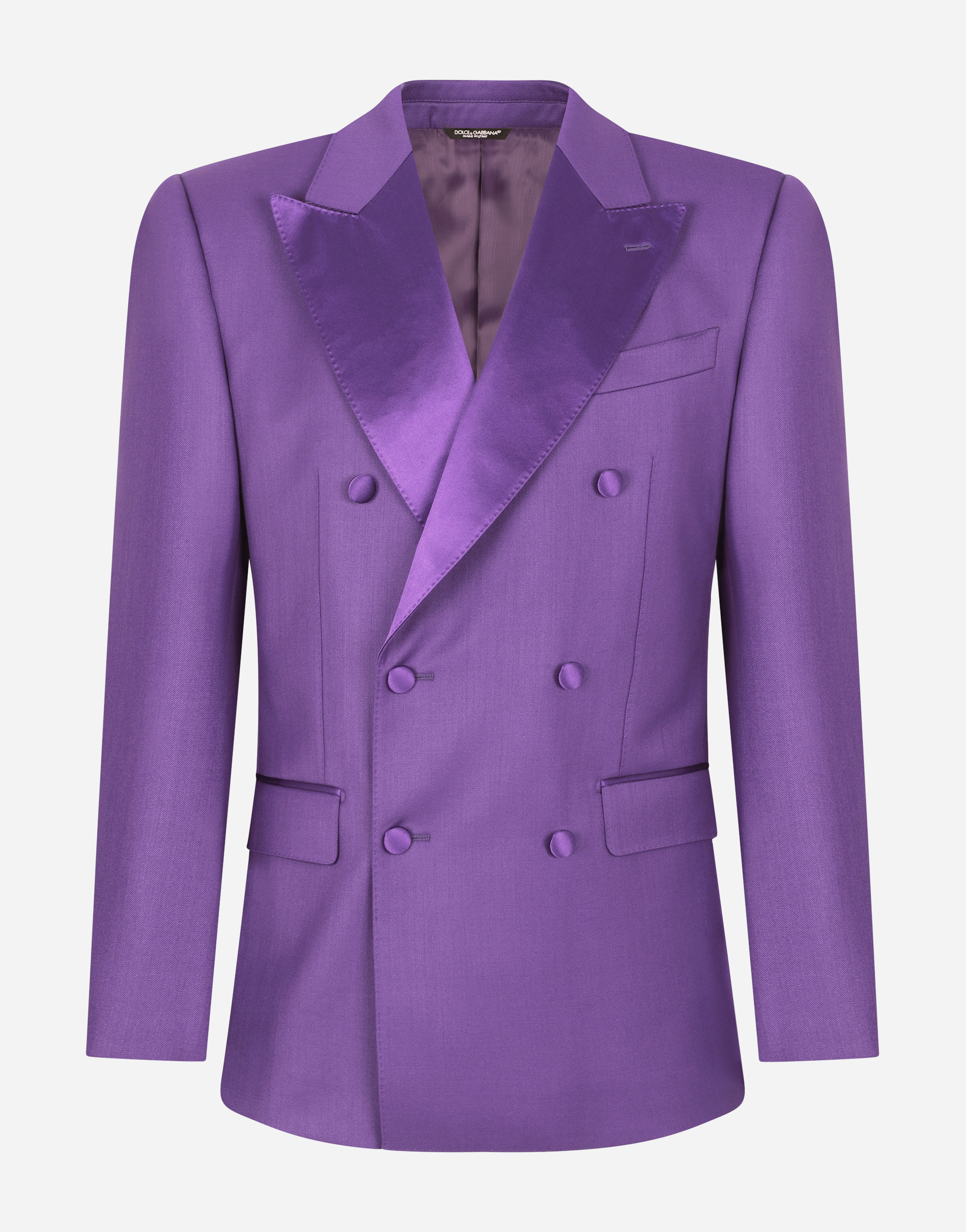 Double-breasted stretch wool Sicilia-fit suit in Purple