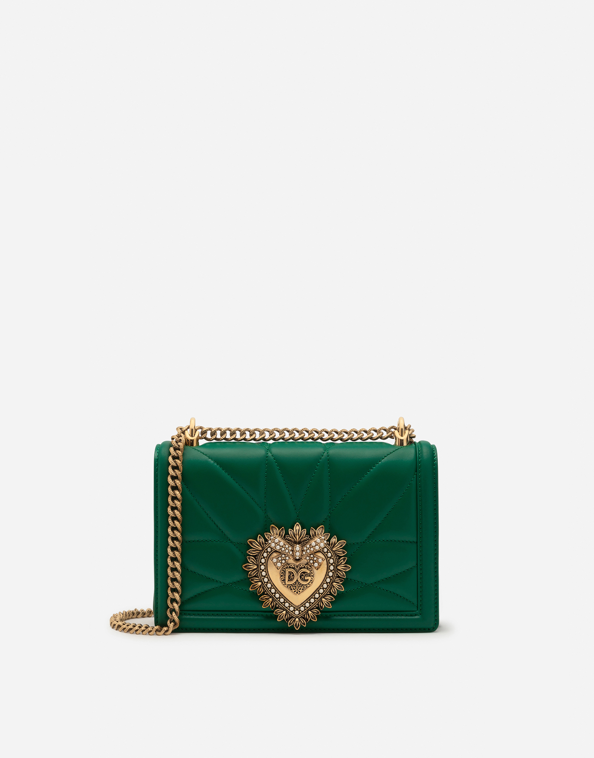 Medium Devotion crossbody bag in quilted nappa leather in Green
