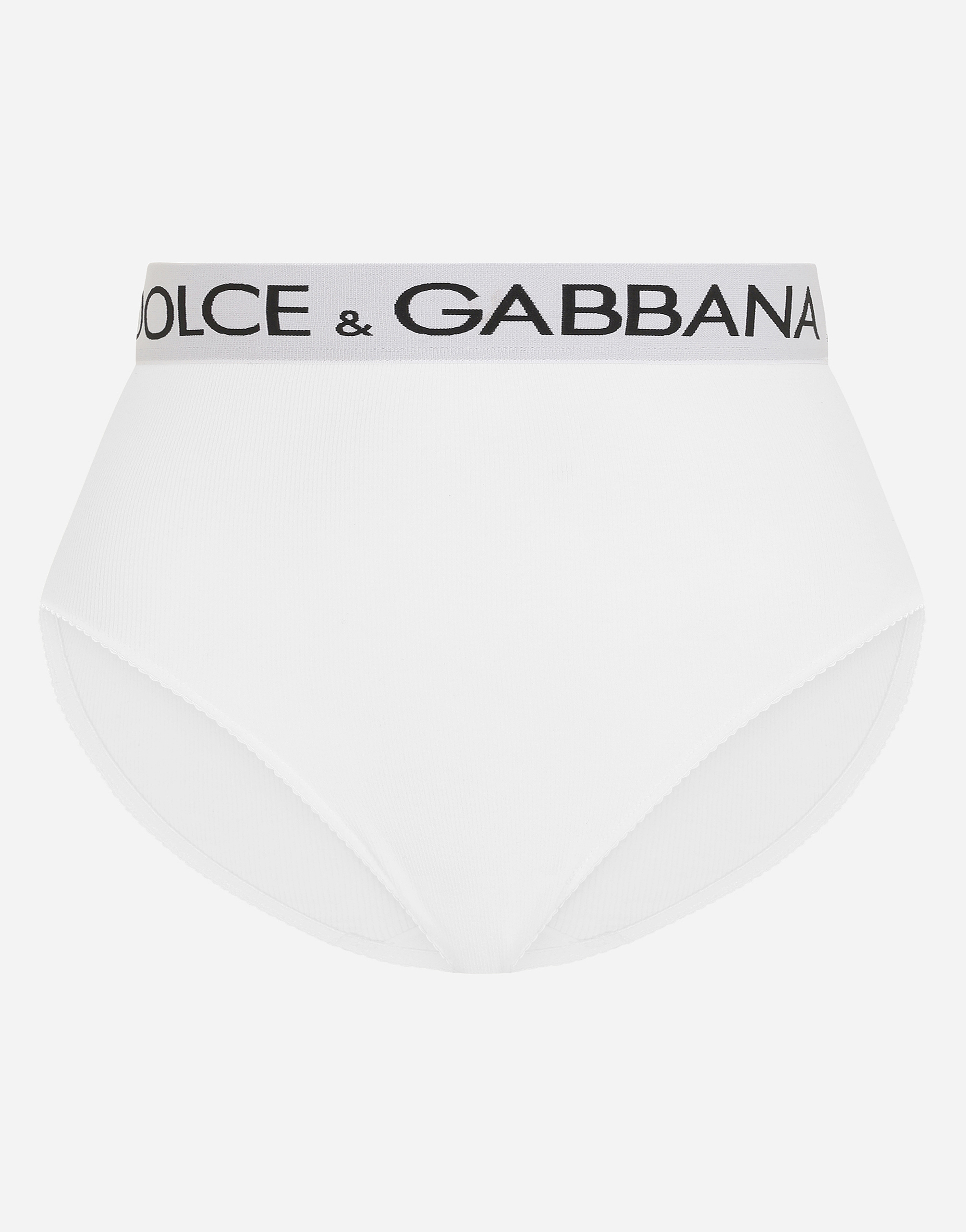 High-waisted jersey briefs with branded elastic in White