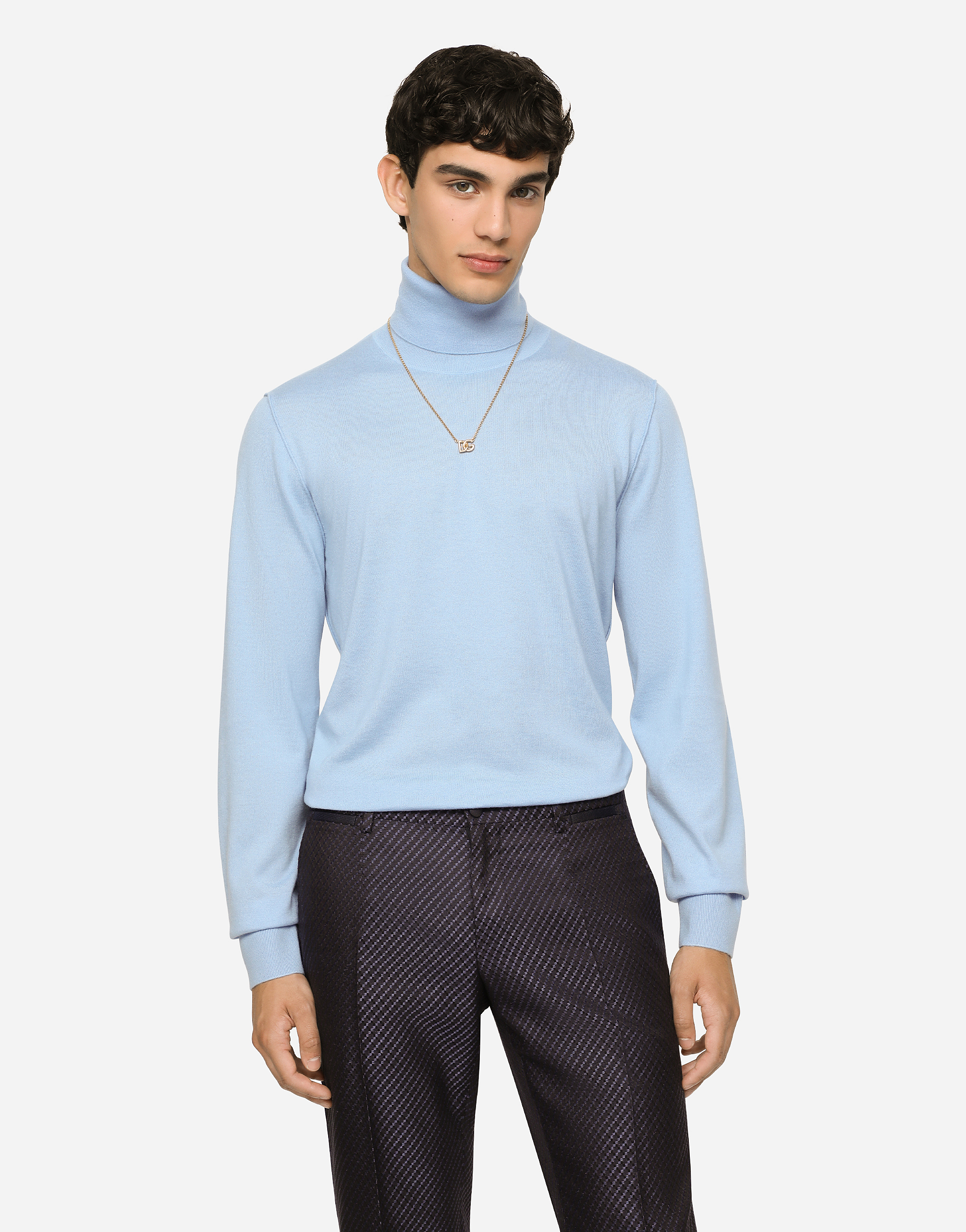 Mens Clothing Sweaters and knitwear Turtlenecks Blue Dolce & Gabbana Cashmere-silk Roll-neck Jumper in Black for Men 