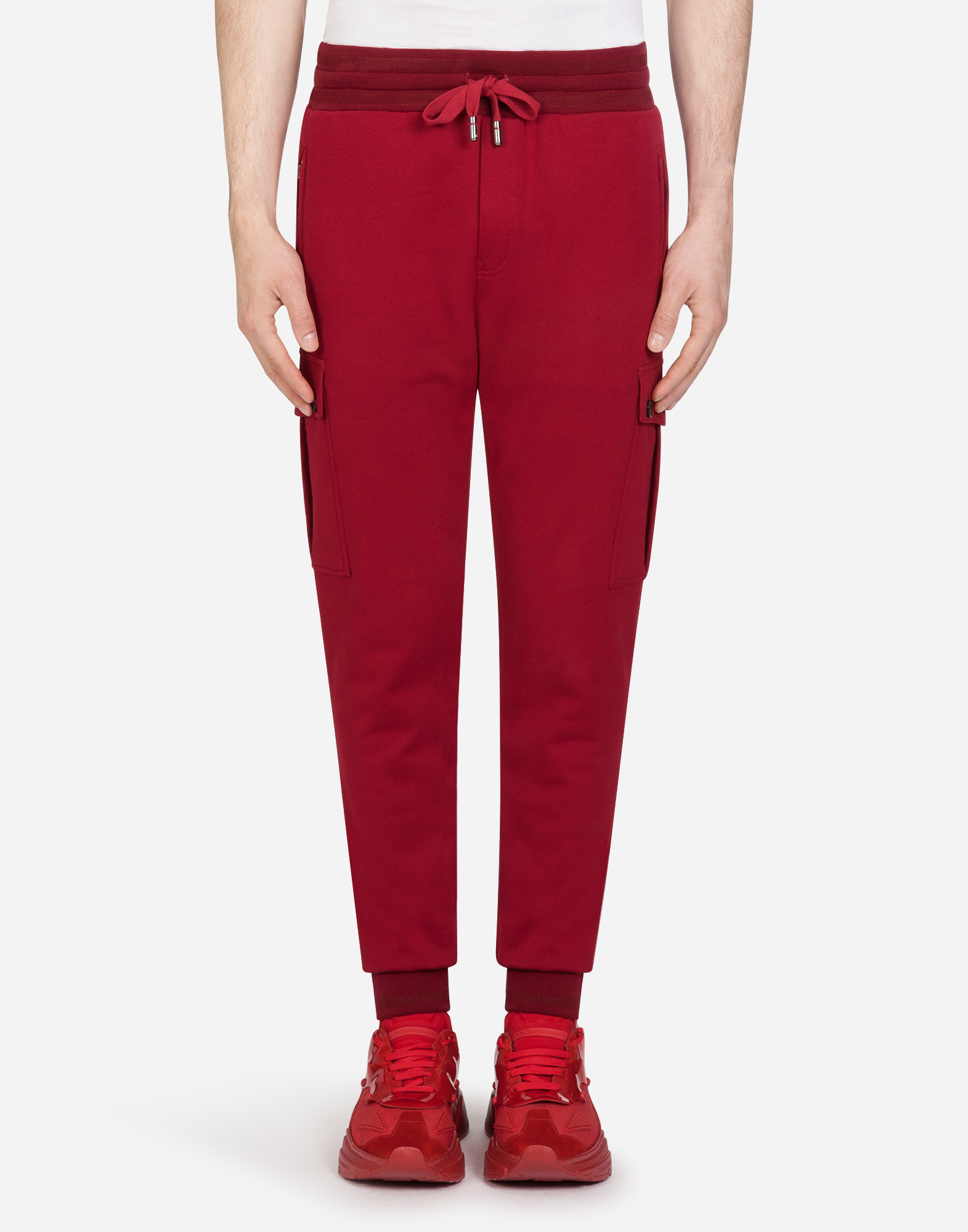 Jogging pants with patch in Red