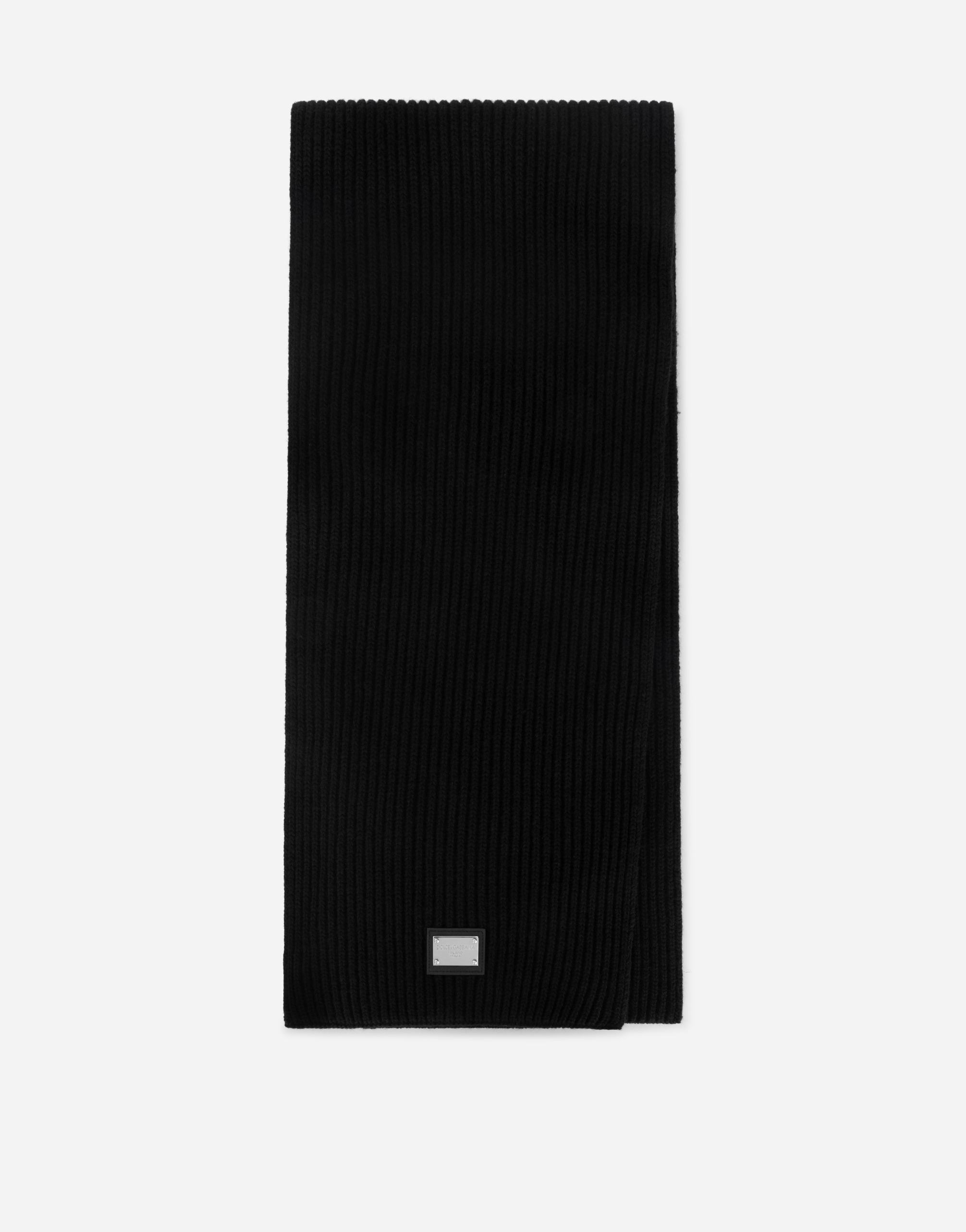 Wool scarf with DG patch in Black