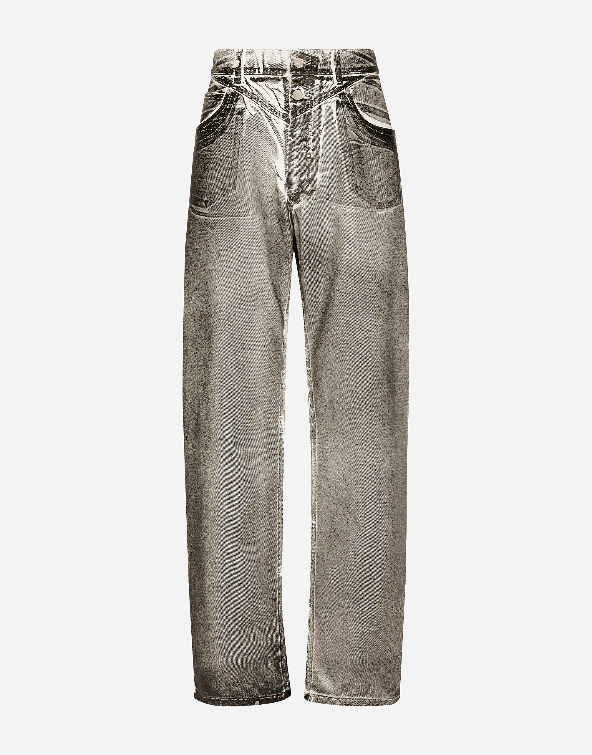 Coated gray straight-leg jeans in Multicolor