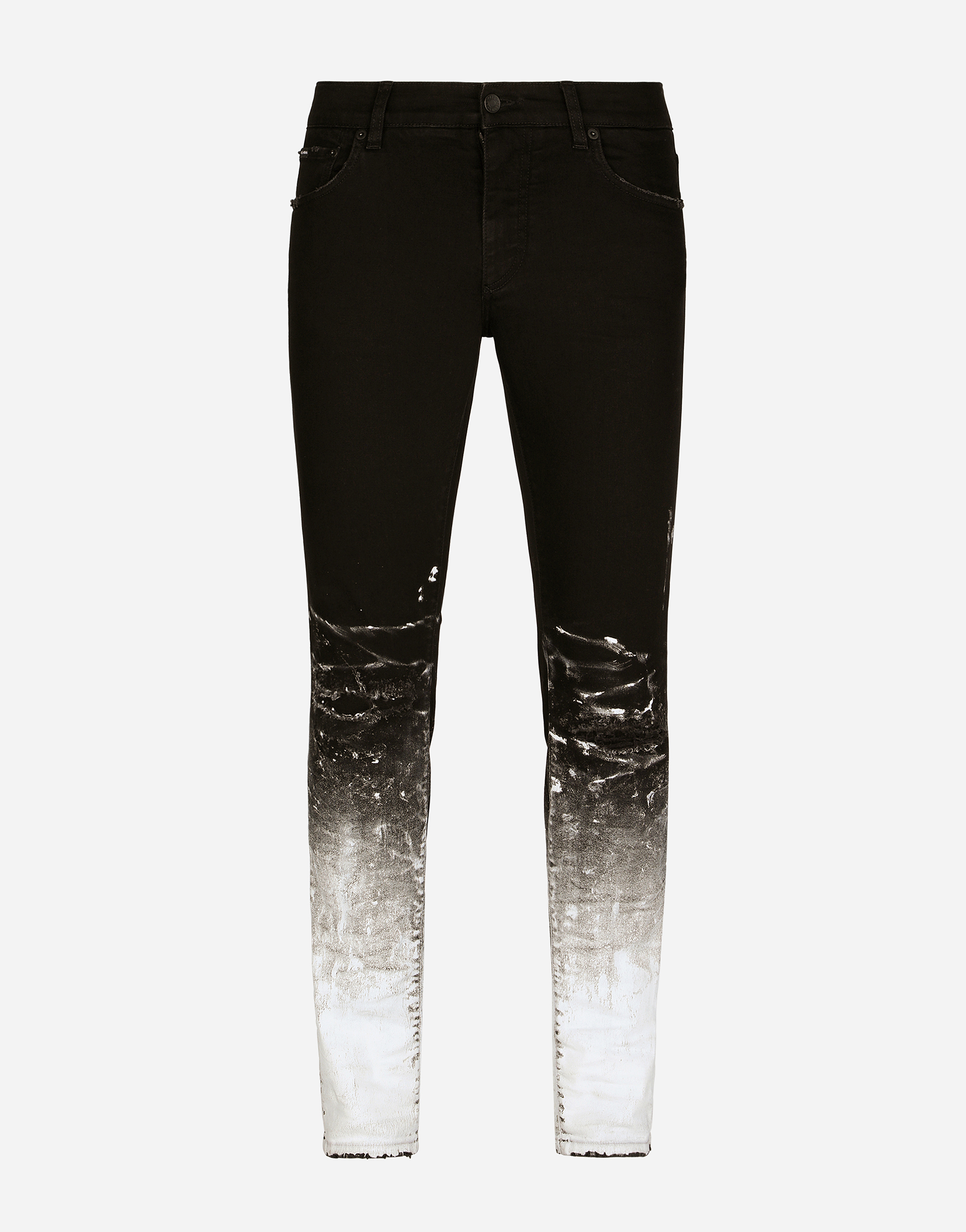 Slim-fit stretch jeans with brushstrokes and DG logo in Multicolor