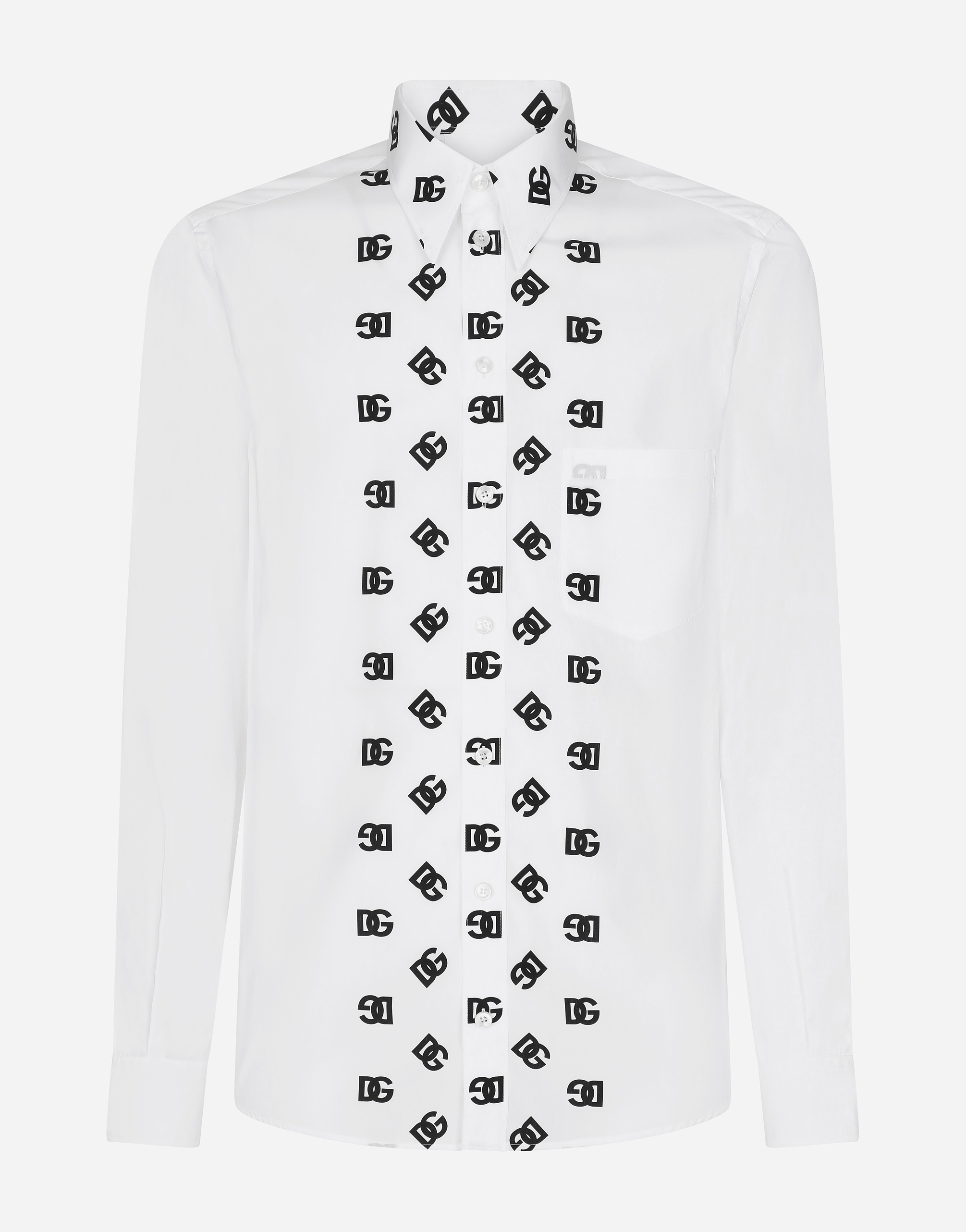 Cotton Martini-fit shirt with DG logo print in Multicolor
