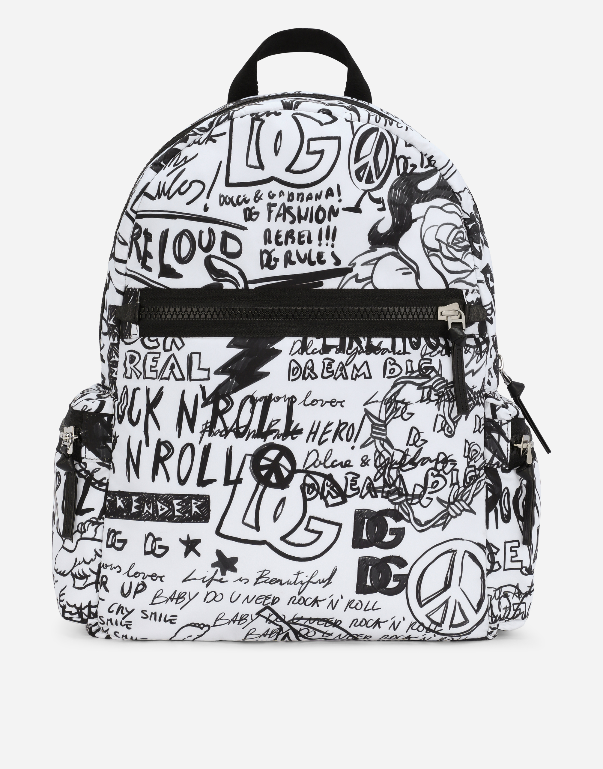 Nylon backpack with graffiti print in Multicolor