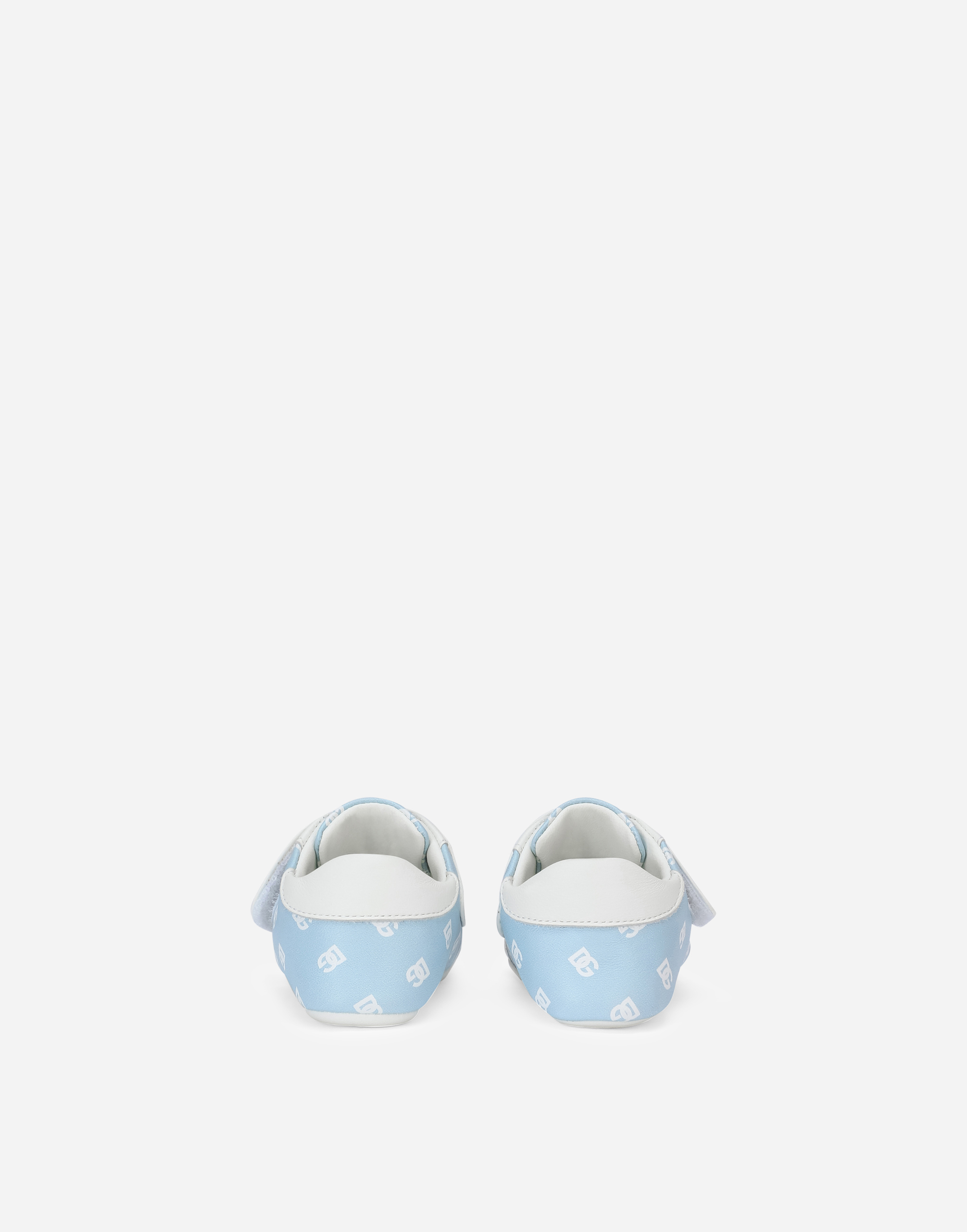 Shop Dolce & Gabbana Nappa Leather Newborn Sneakers With Dg-logo Print In Azure