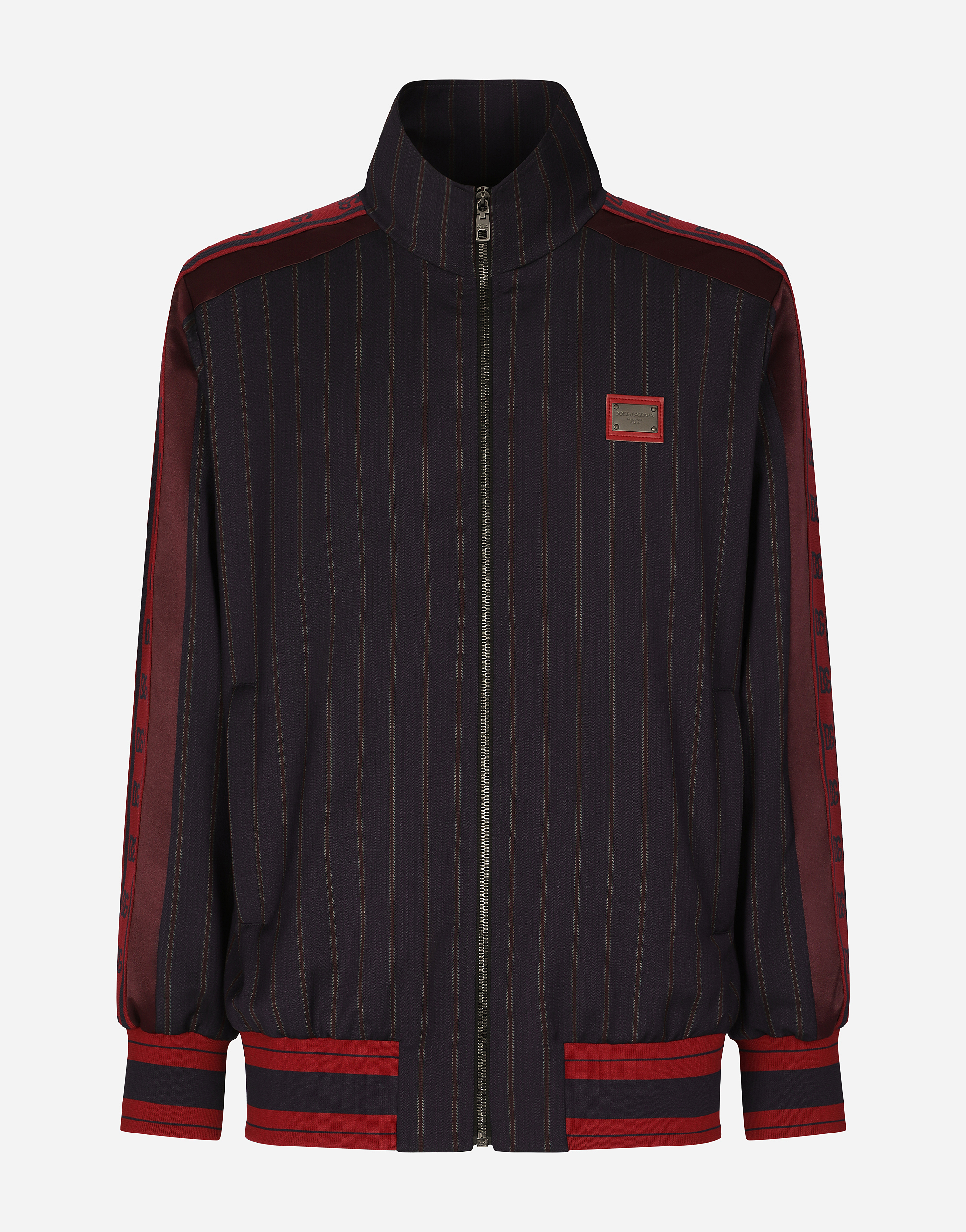 DOLCE & GABBANA PINSTRIPE WOOL JACKET WITH BRANDED TAG