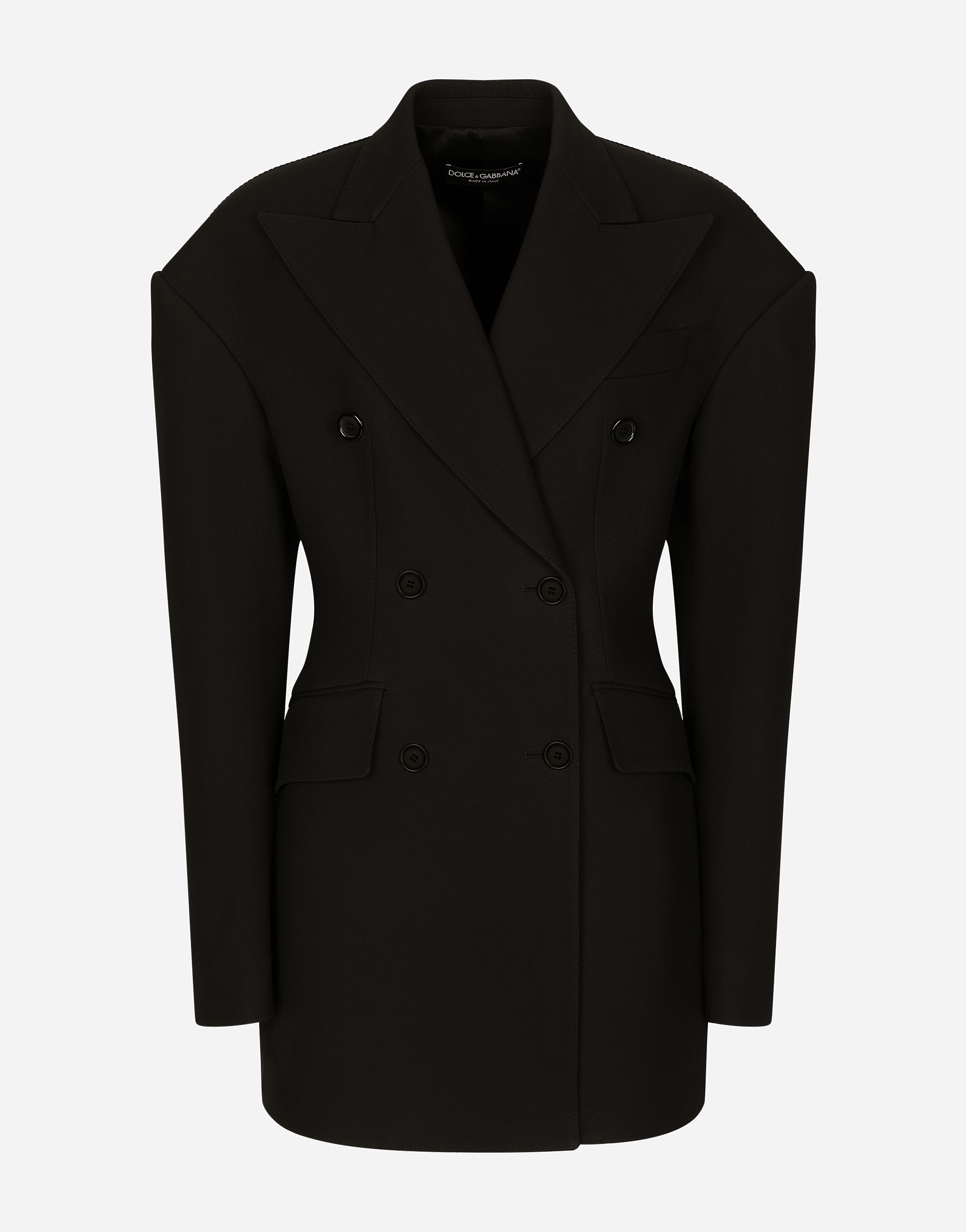 Double-breasted technical crepe jacket in Black