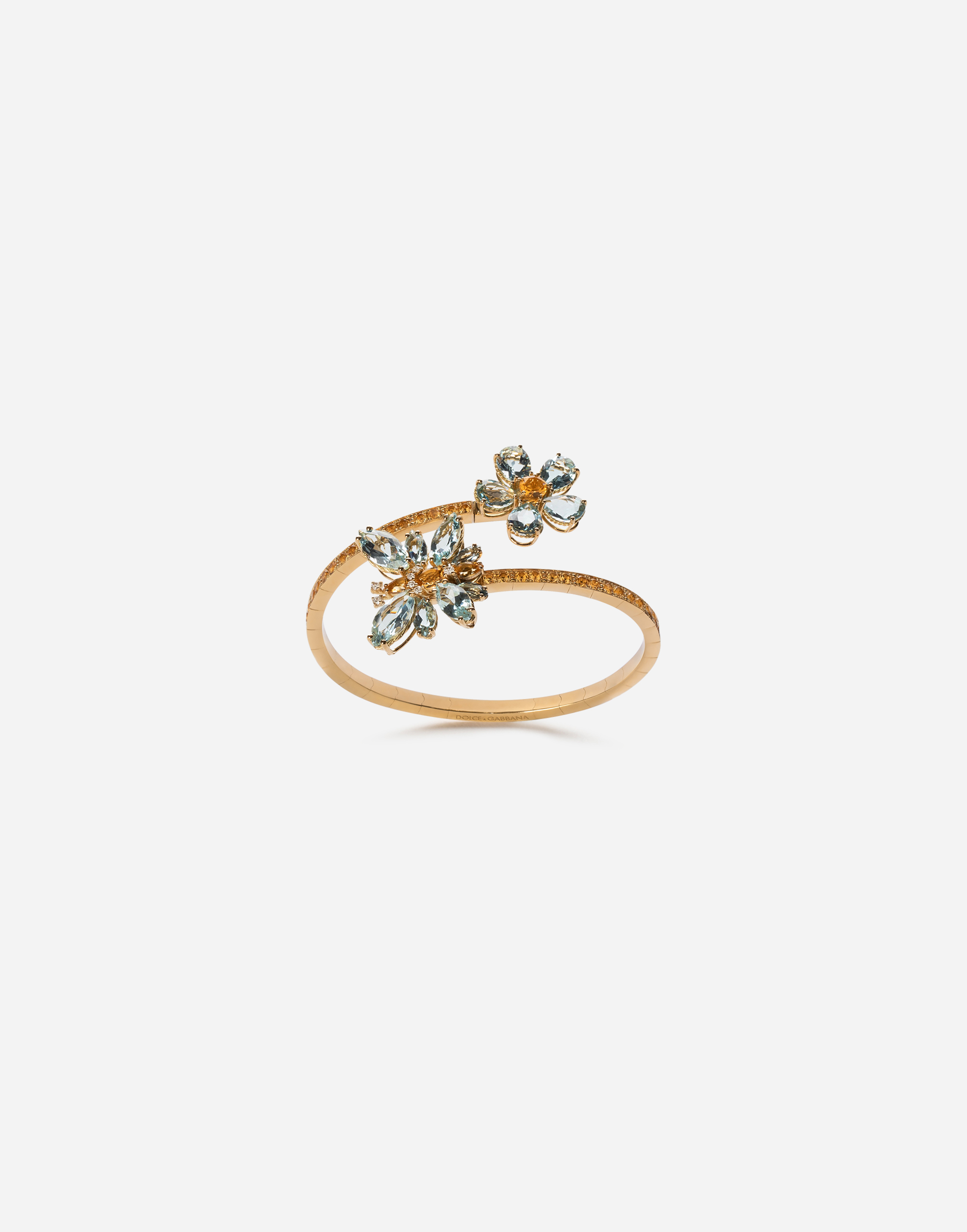 Spring yellow gold bracelet with butterfly-shaped settings and floral decoration in Gold