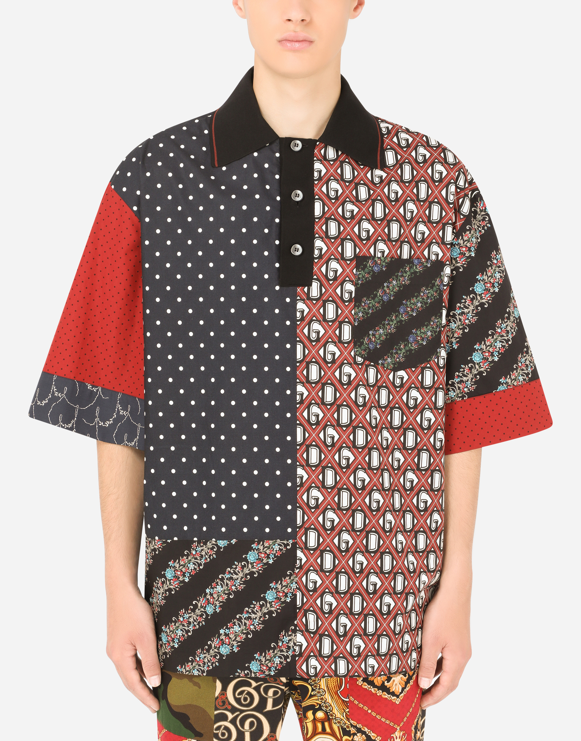Cotton patchwork shirt in Multicolor