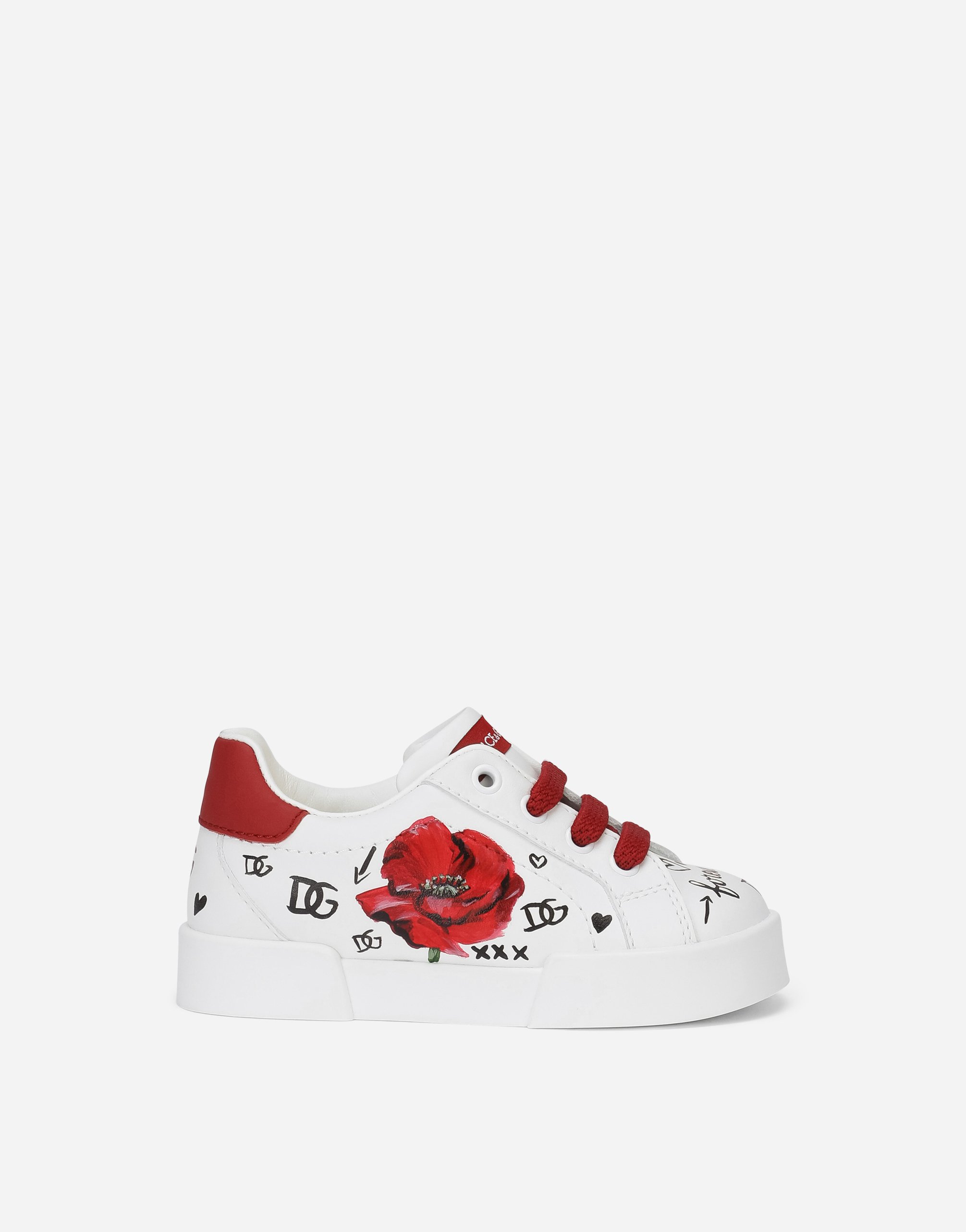 Dolce & Gabbana Babies' First Steps Portofino Light Trainers With Poppy Print In Multicolor