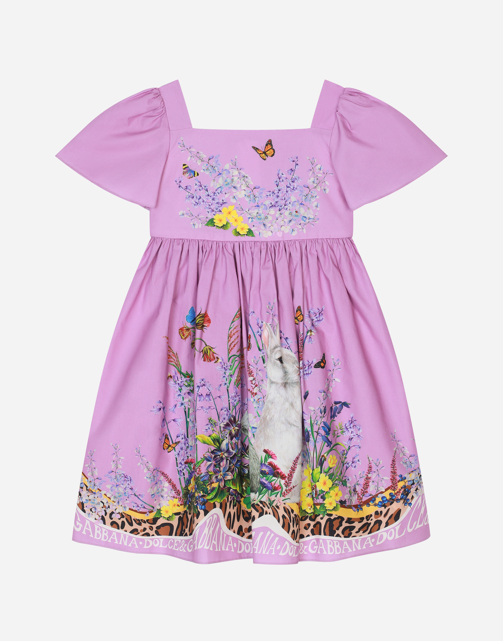 Rabbit-print poplin midi dress in Multicolor