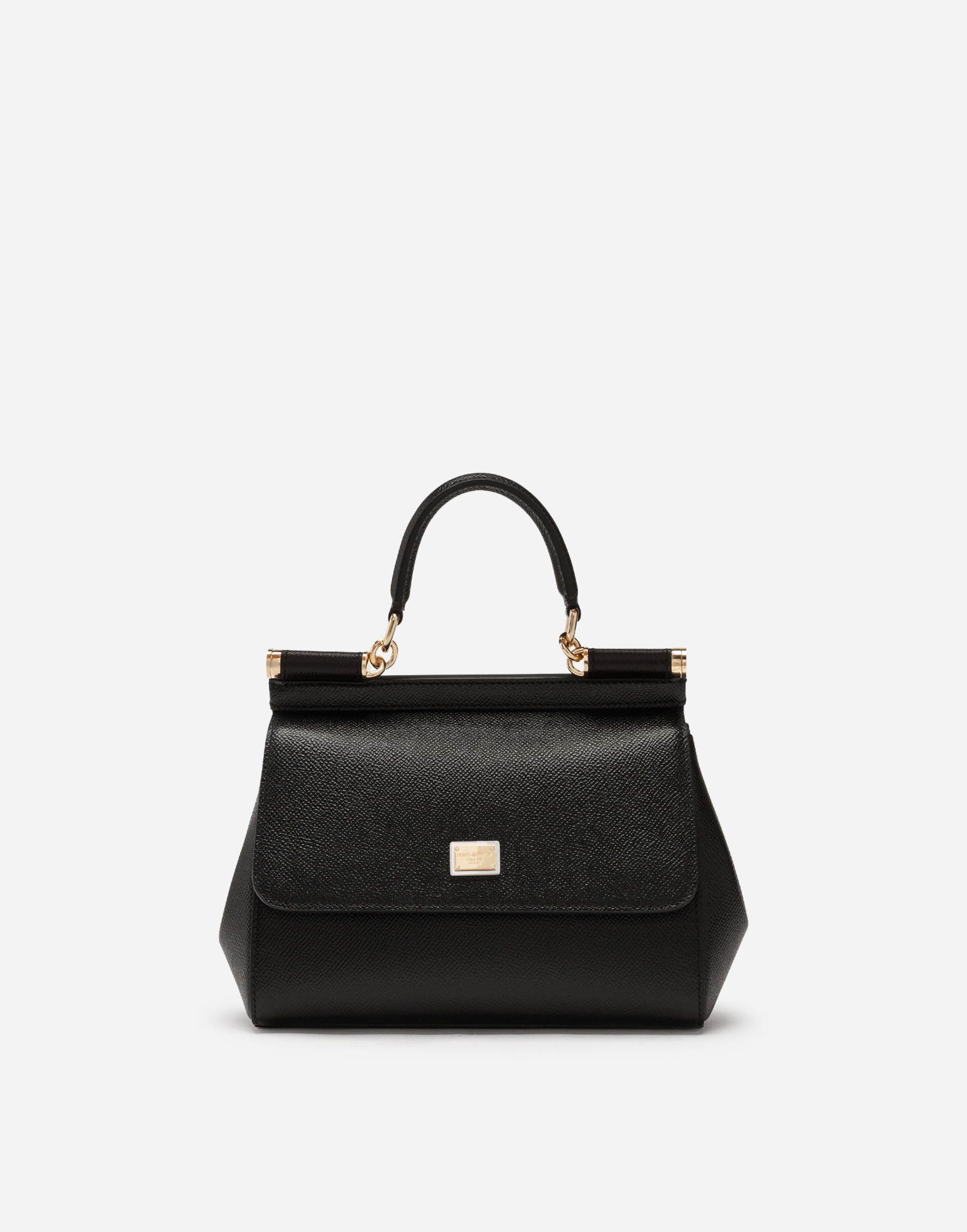 Small dauphine leather Sicily bag in Black for Women | Dolce&Gabbana®