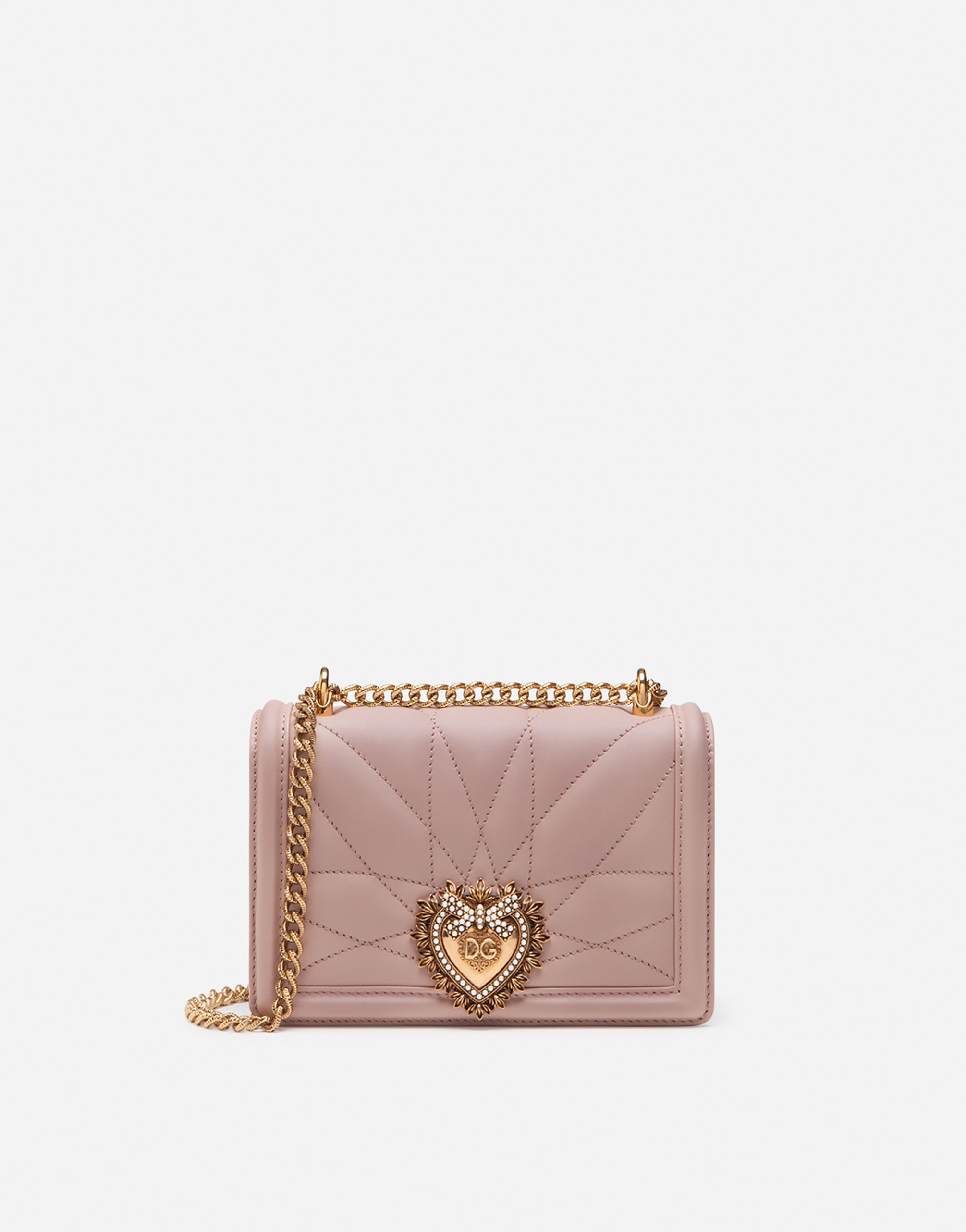Small Devotion crossbody bag in quilted nappa leather in Pale Pink