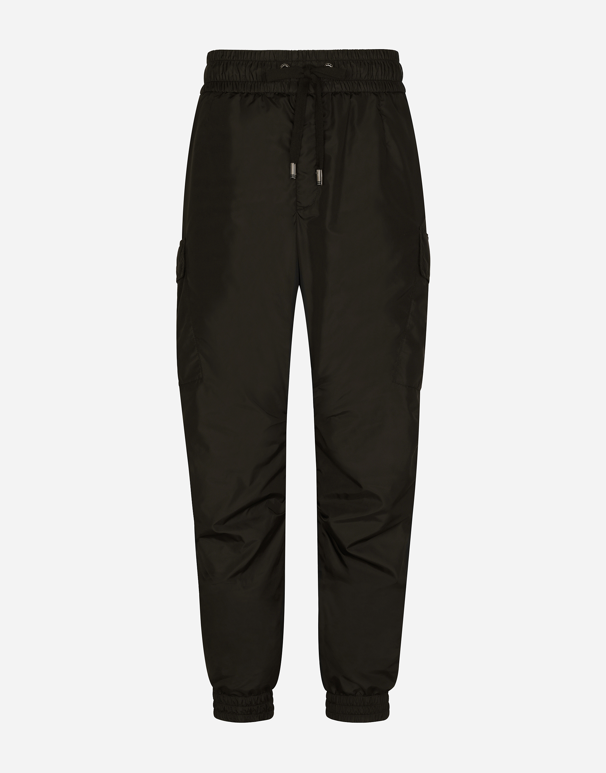 Nylon cargo pants with logo tag in Black