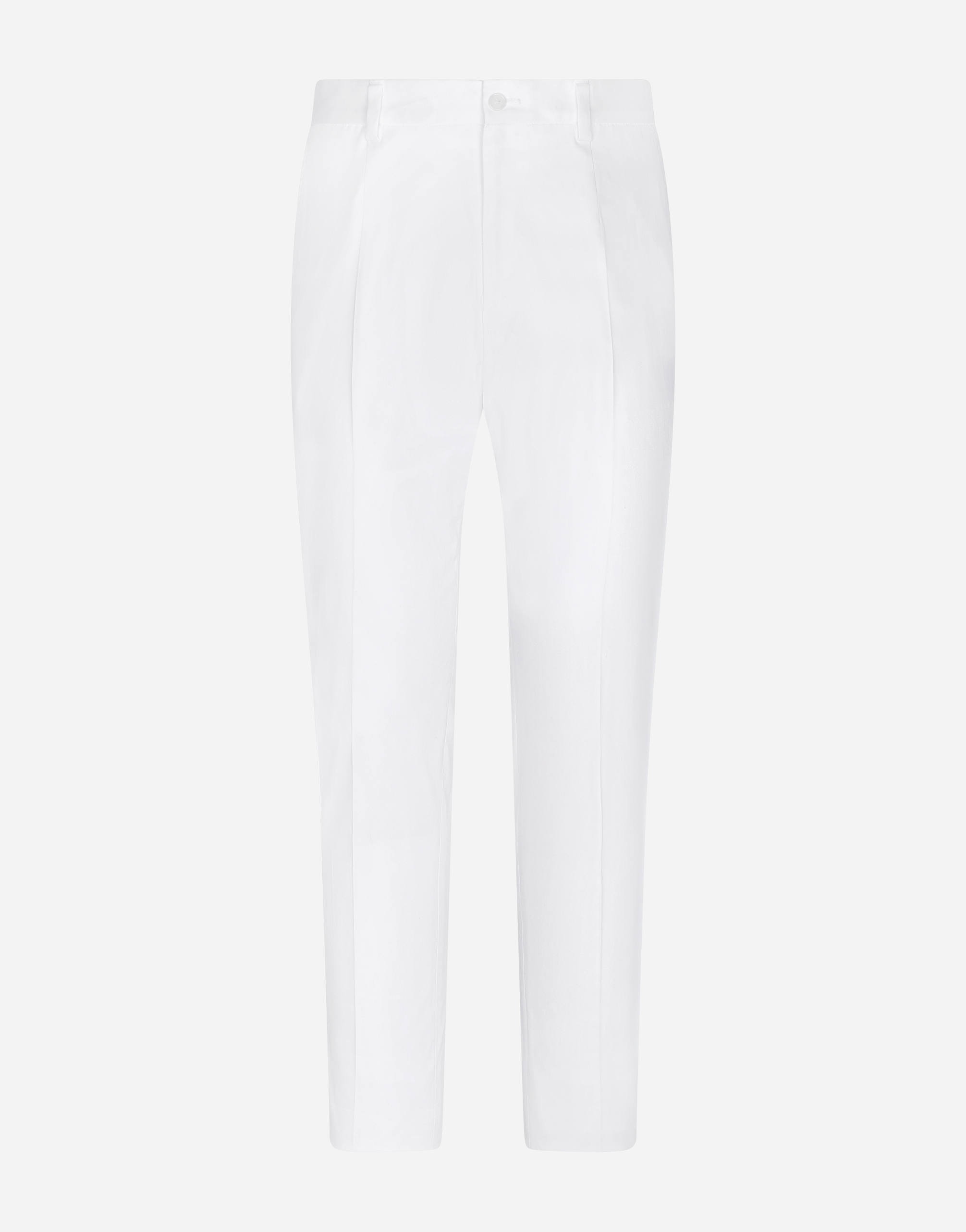 Stretch cotton pants in White