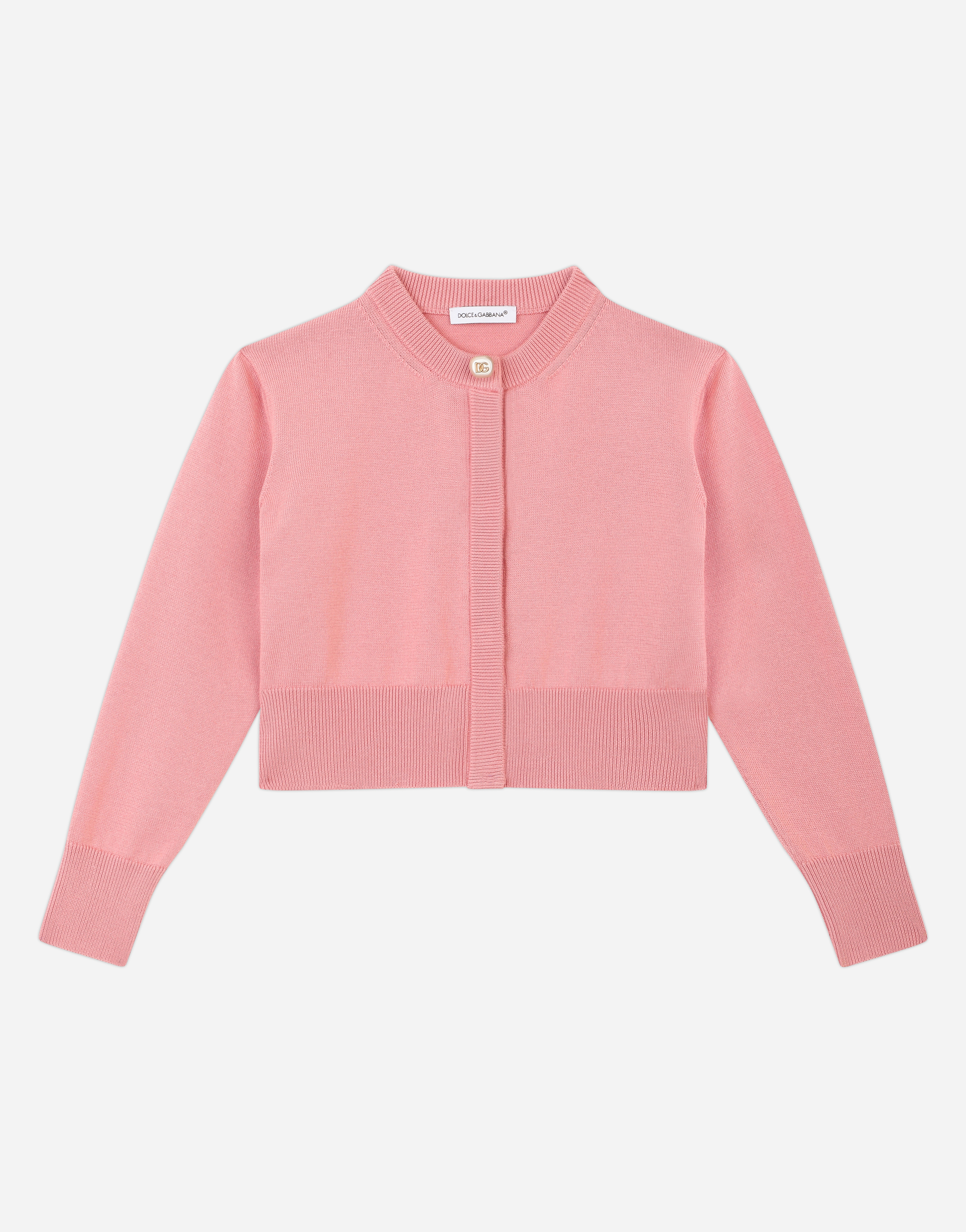 Cotton cardigan with pearl DG button in Pink
