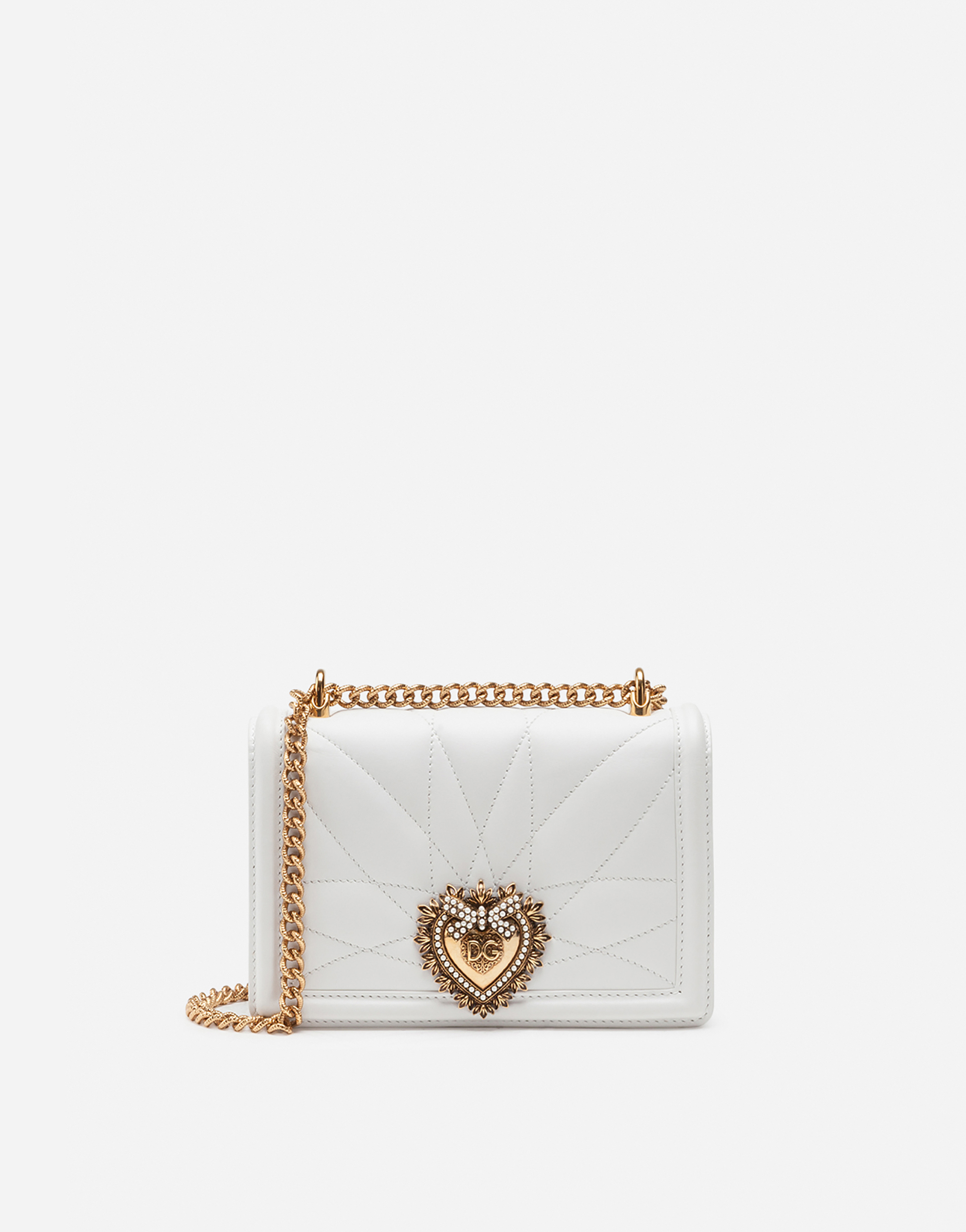 Small Devotion crossbody bag in quilted nappa leather in White