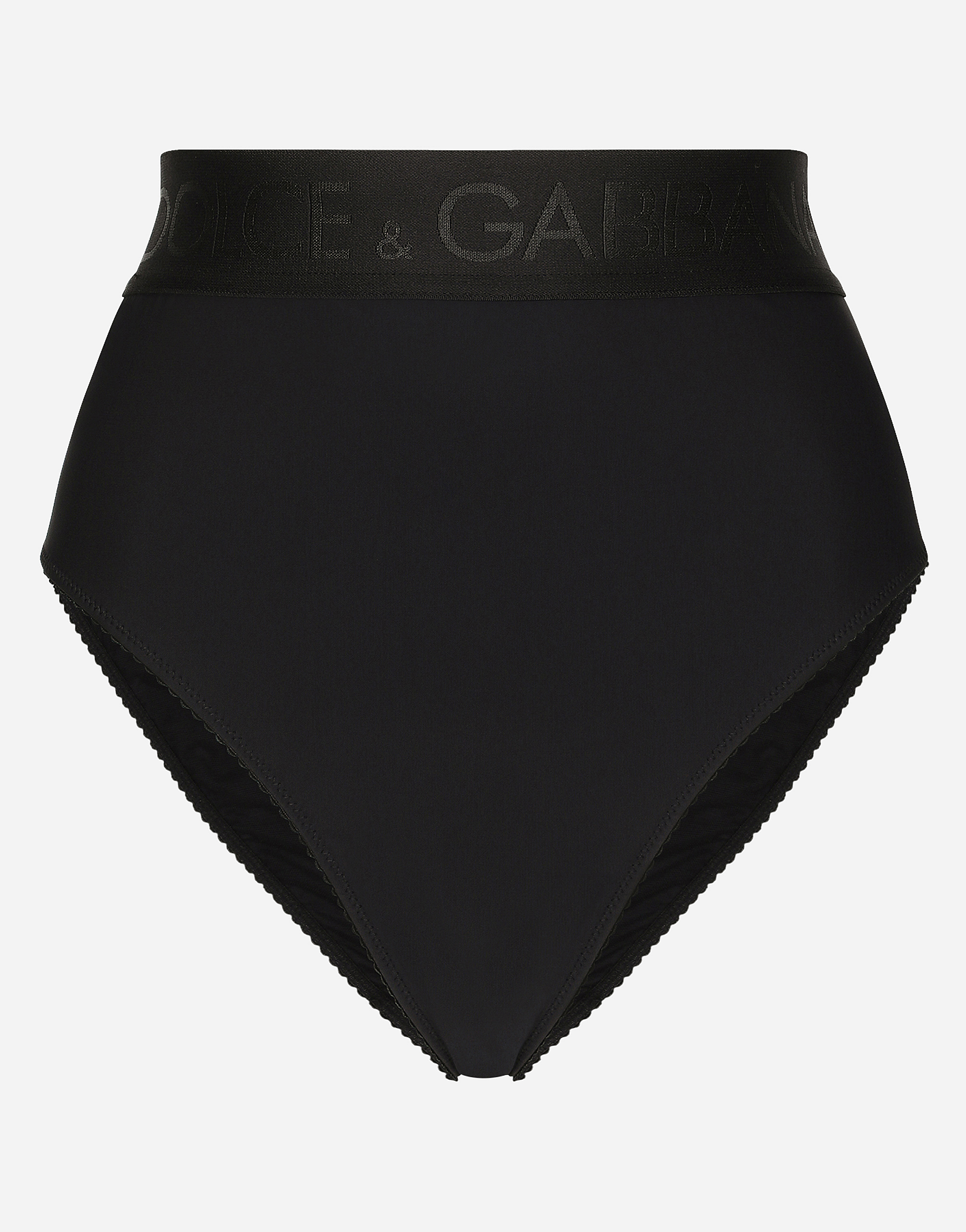 High-waisted jersey briefs with branded elastic in Black