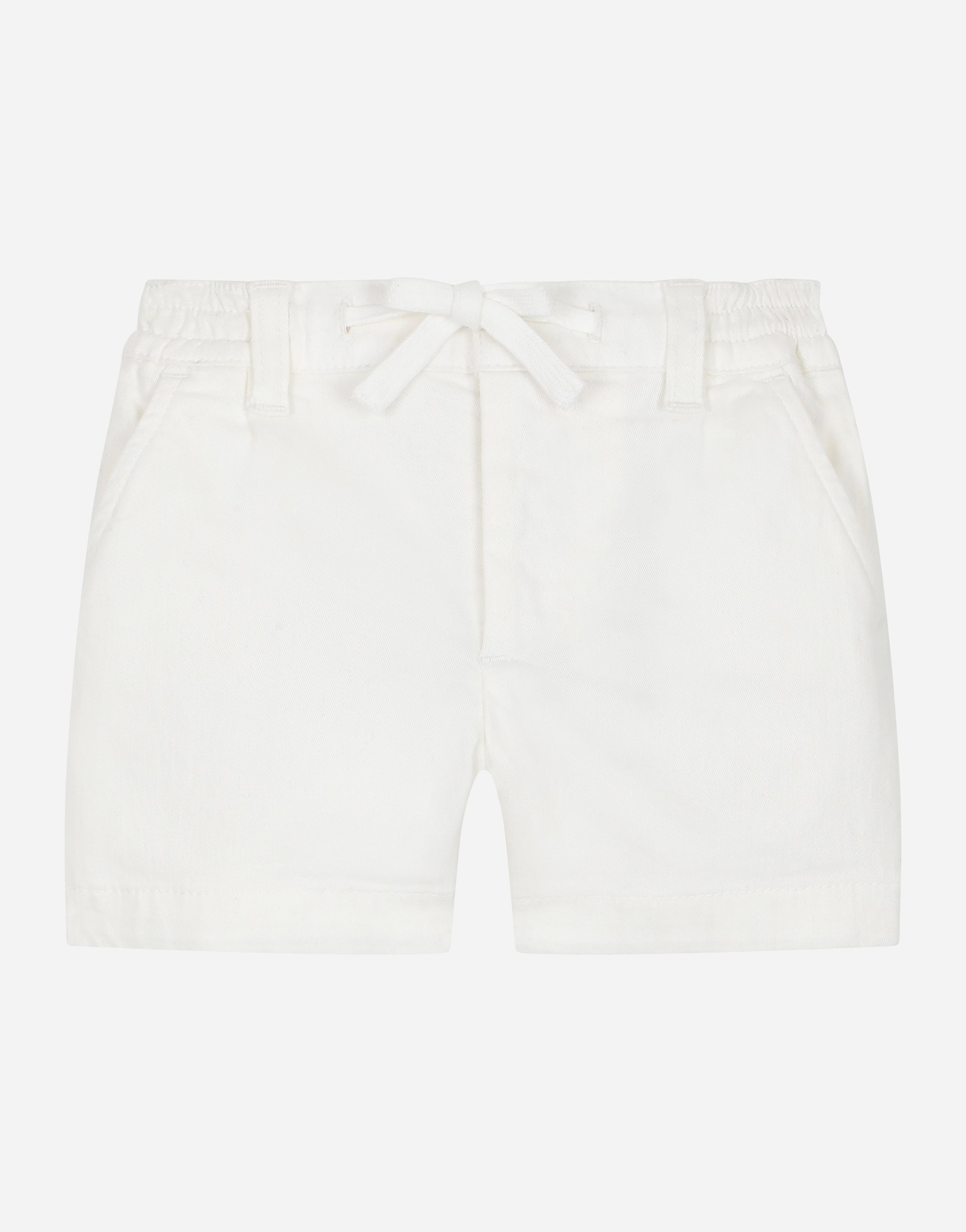 Garment-dyed gabardine shorts in White