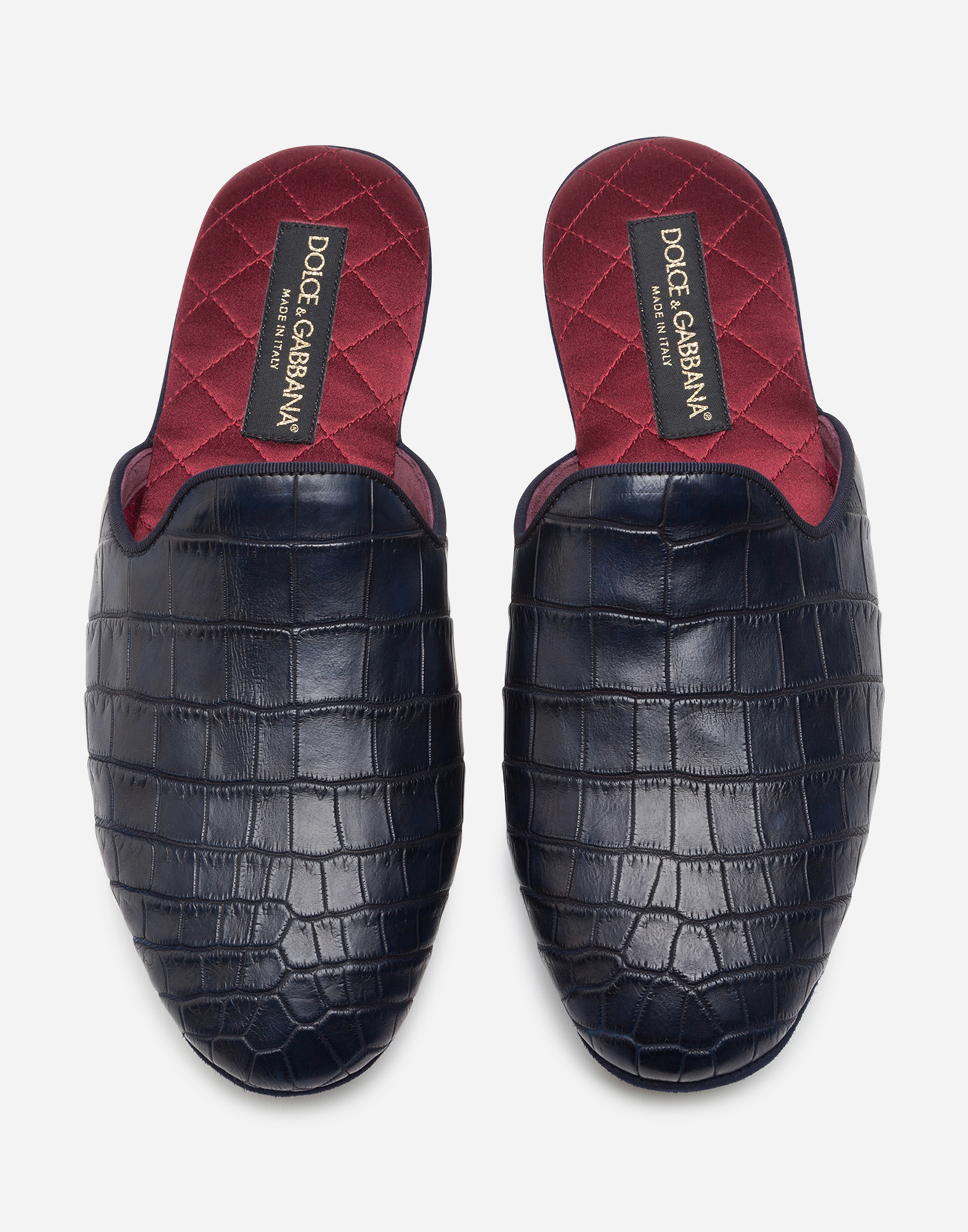Dolce & Gabbana Seide Slipper aus kroko und samt in Blau für Herren Herren Schuhe Slipper 