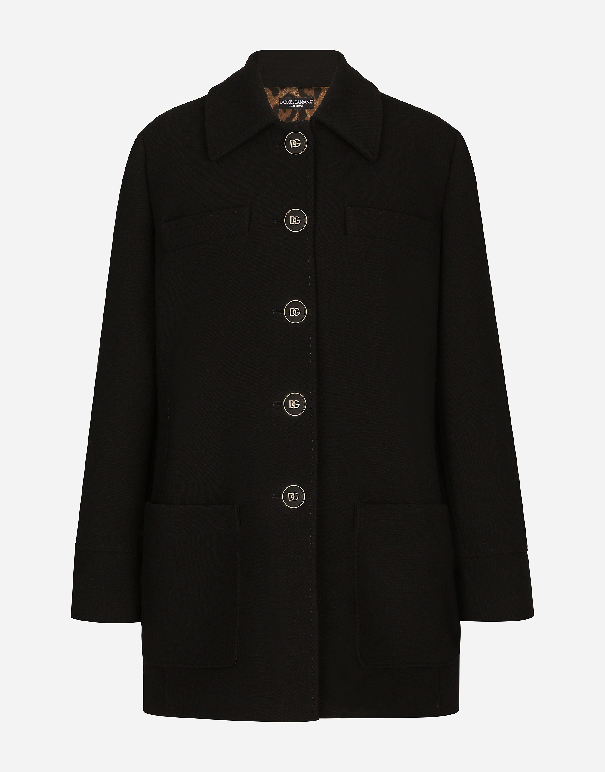 Double crepe peacoat with galalith buttons in Black