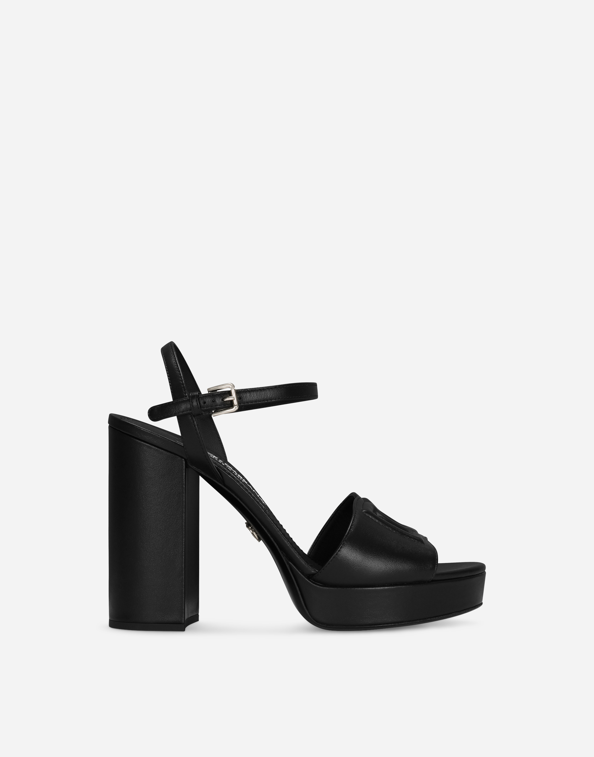 Calfskin platform sandals in Black