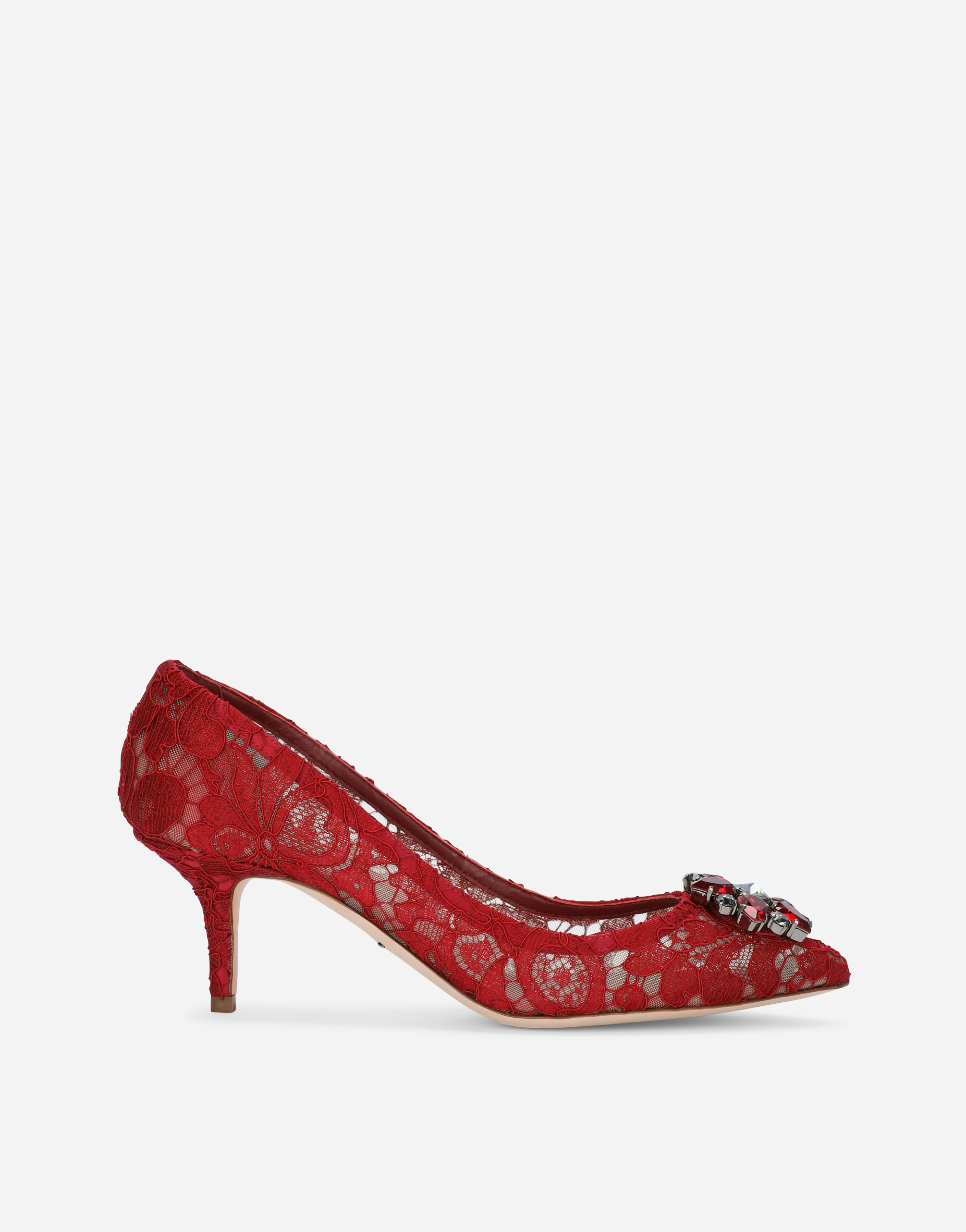 Pump in Taormina lace with crystals in Red