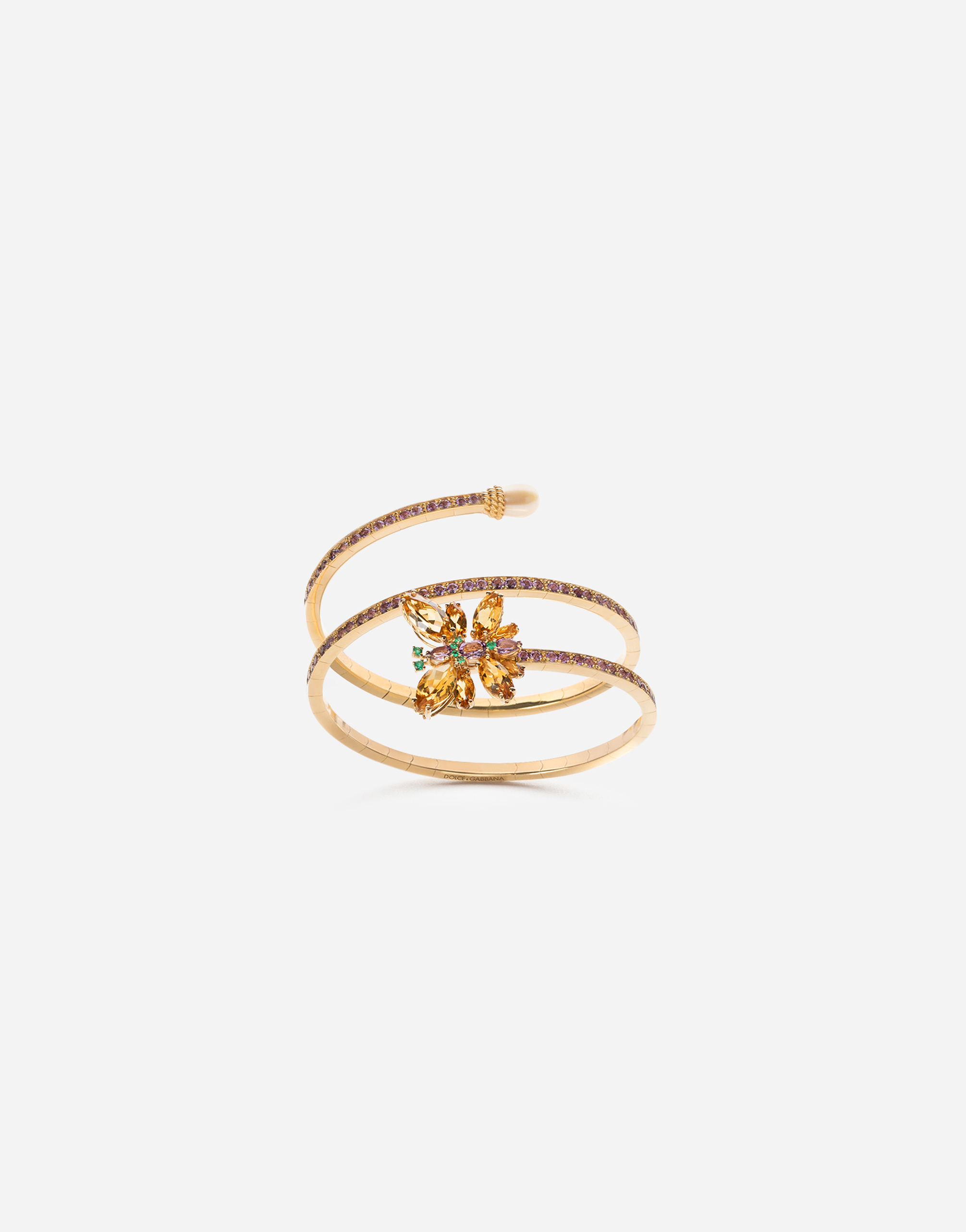 Spring yellow gold bracelet with butterfly-shaped settings in Gold