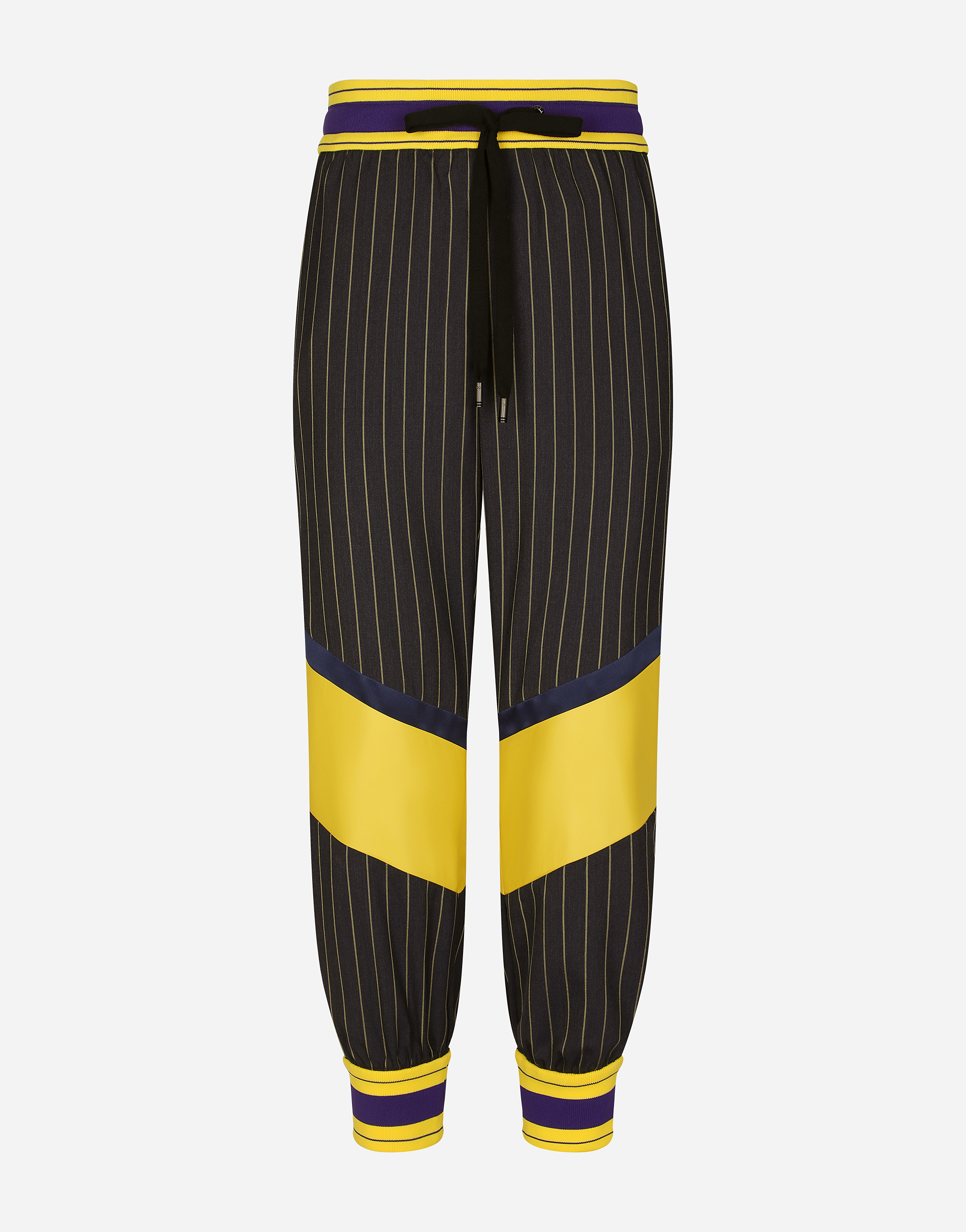 Pinstripe jogging pants with branded bands in Multicolor