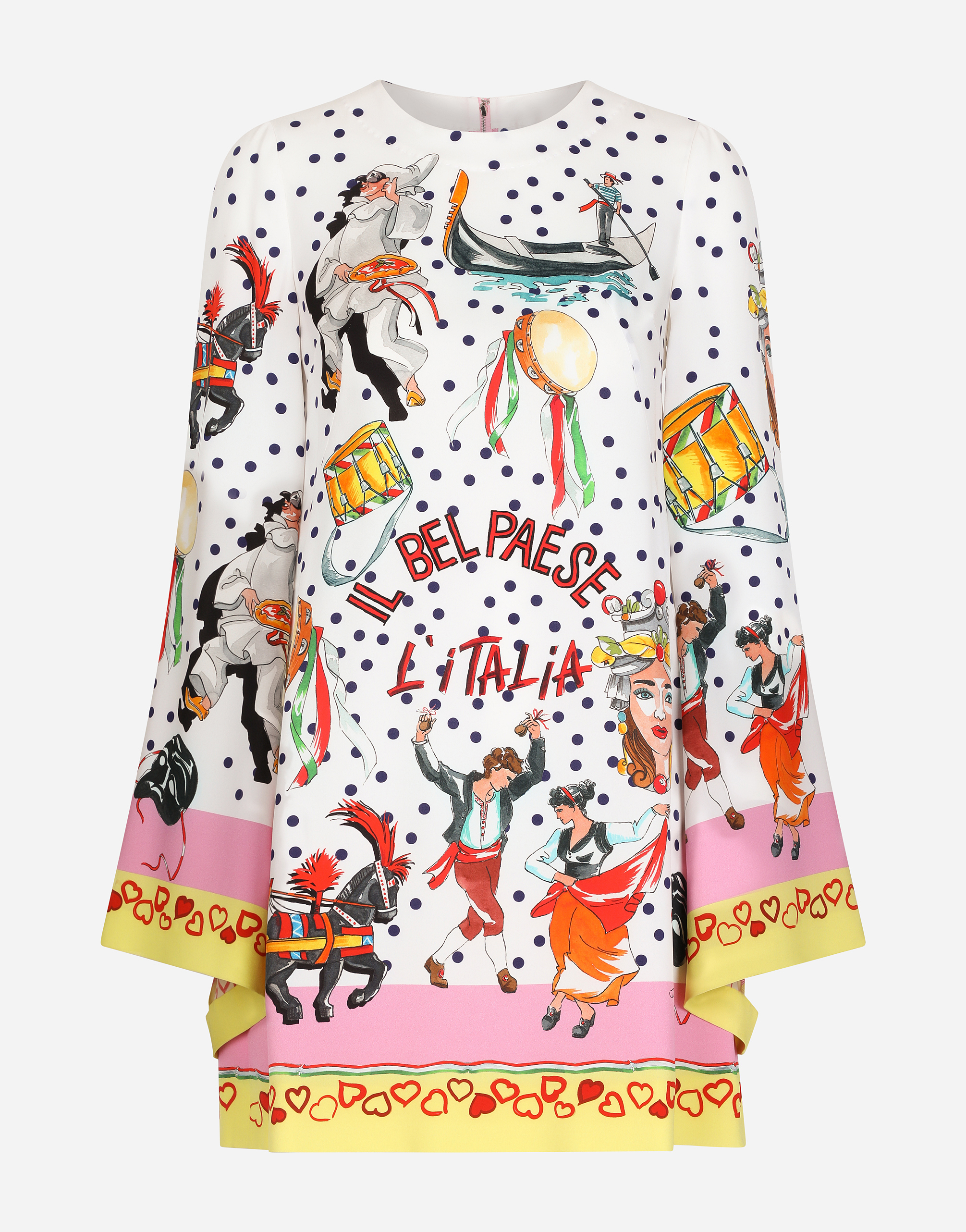 Short charmeuse dress with Bel Paese print in Multicolor