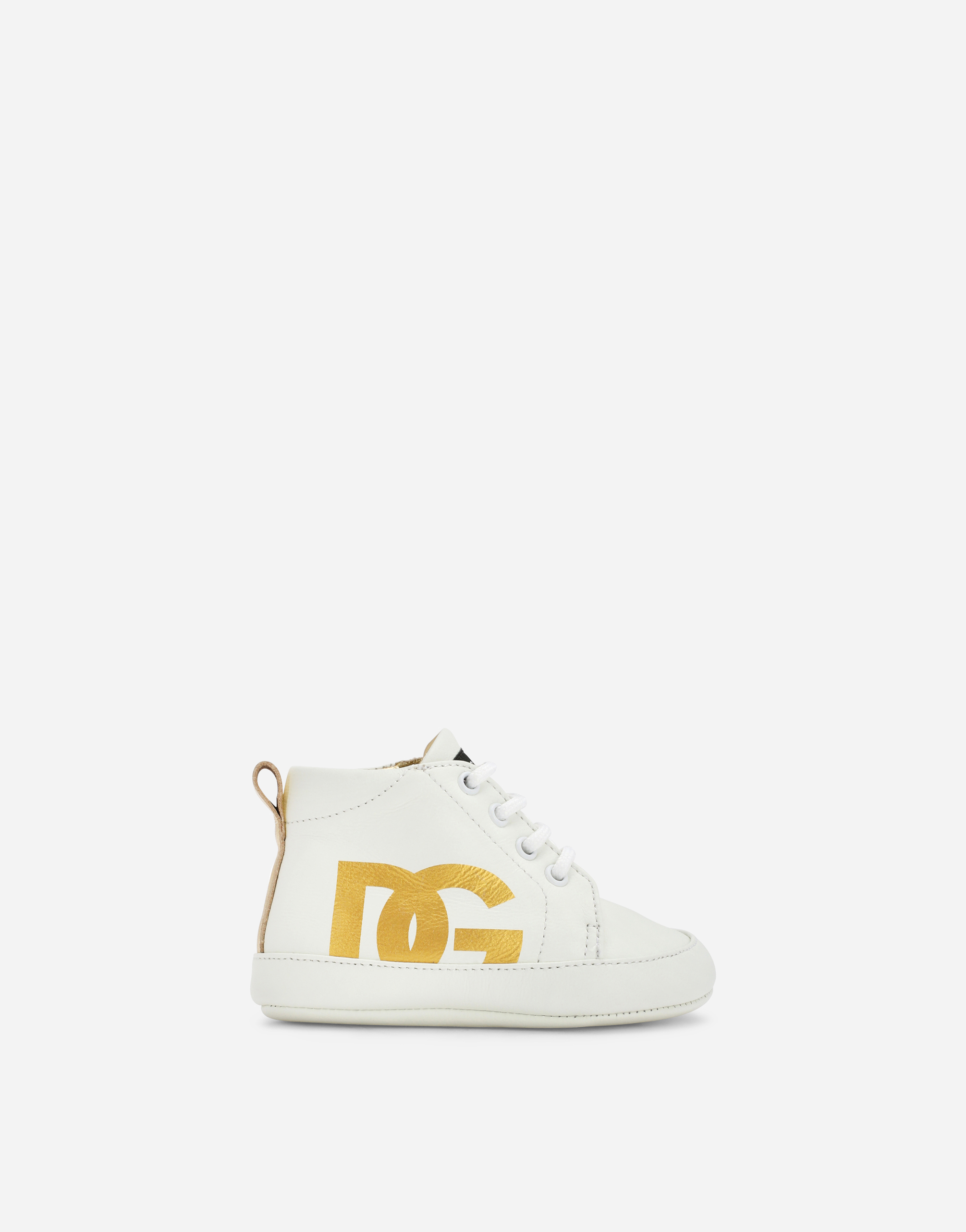 Nappa leather sneakers with DG logo print in White