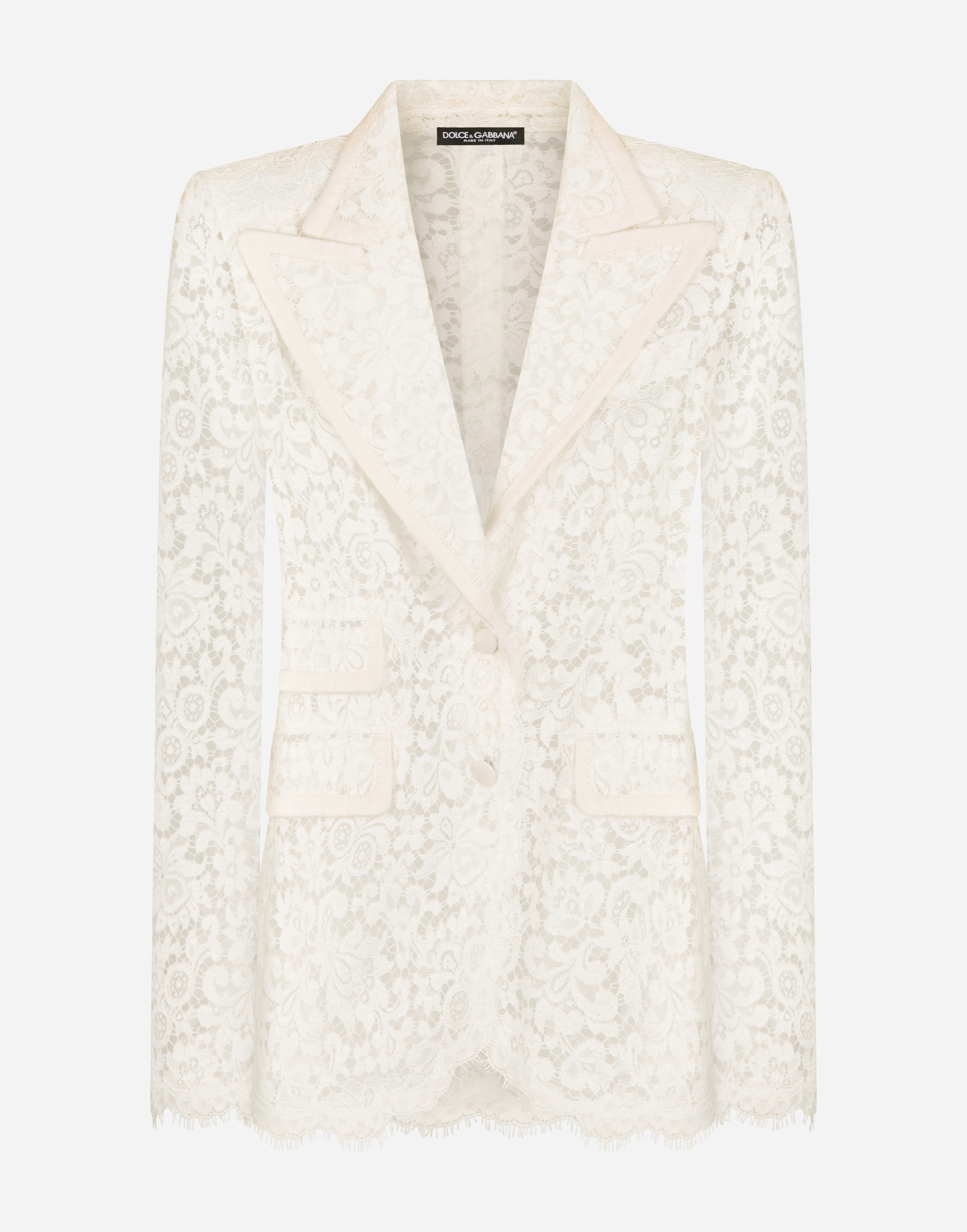 Lace jacket with edge detailing in White for Women | Dolce&Gabbana®