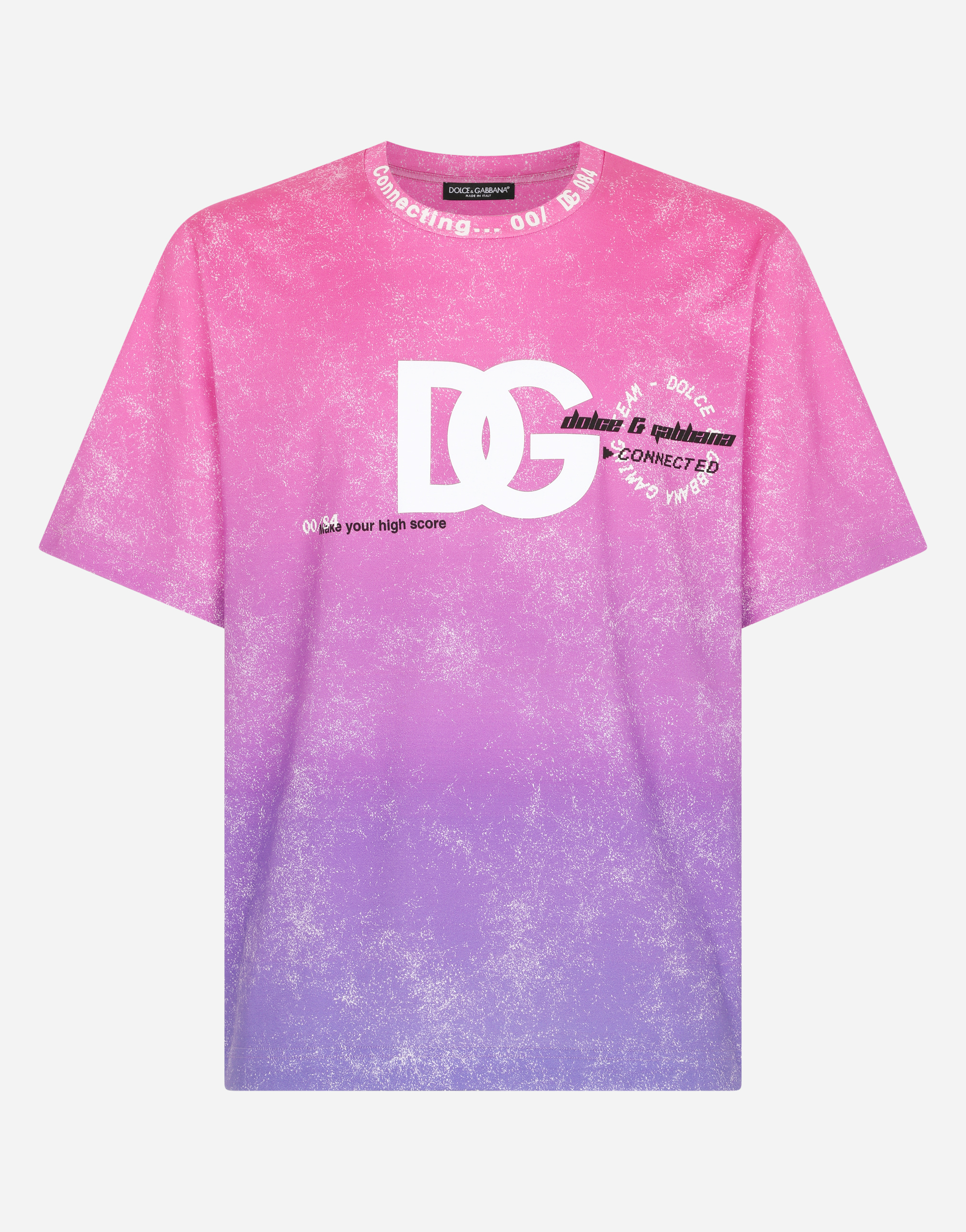 Multi-colored cotton T-shirt with DG Crew print in Multicolor
